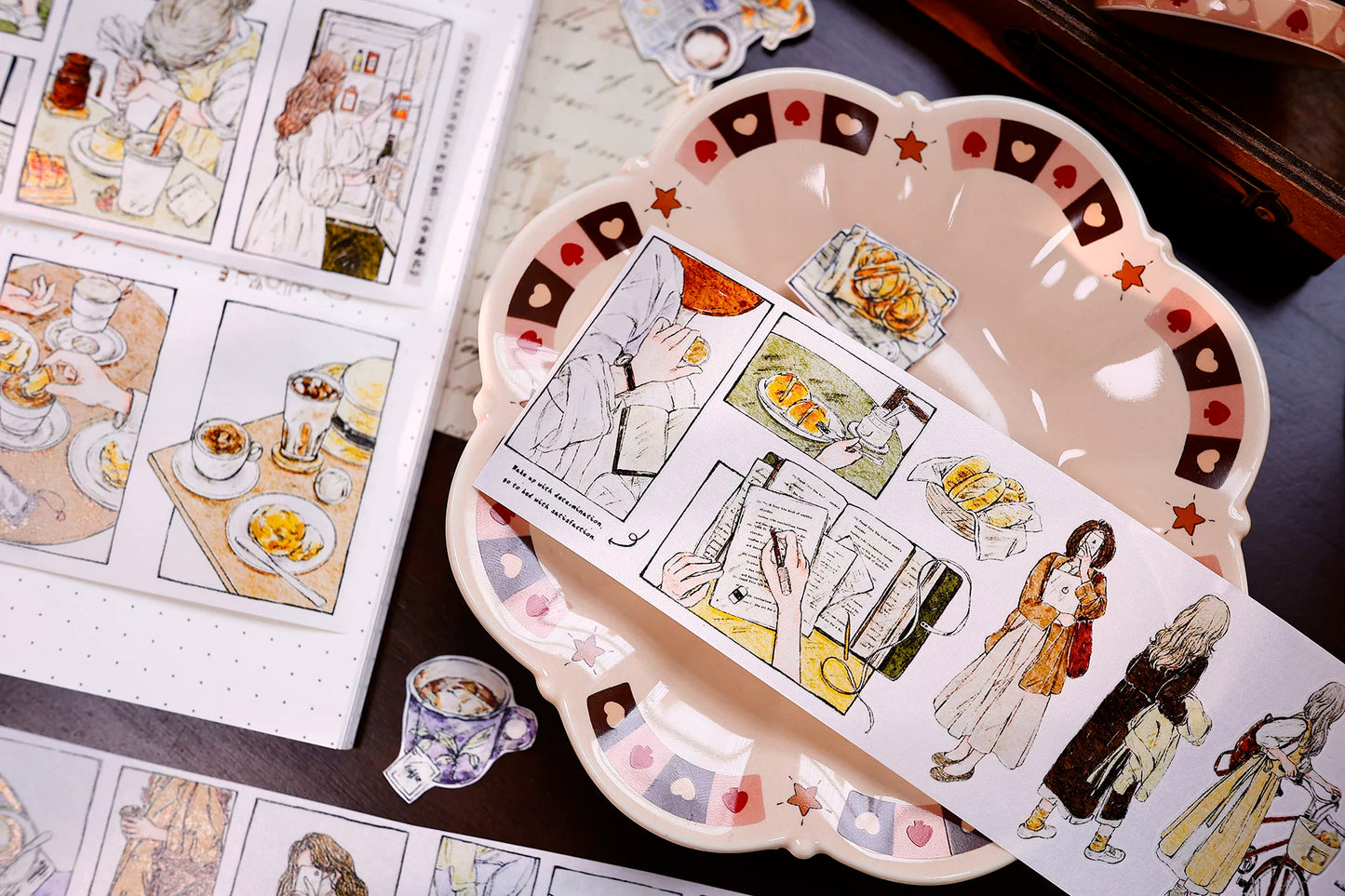 XiaoBaiJia Salt Series【Fengge Manji】Pre-cut Orginal Design Comic-style Daily Life Washi/Pet Tape Light Retro Stickers