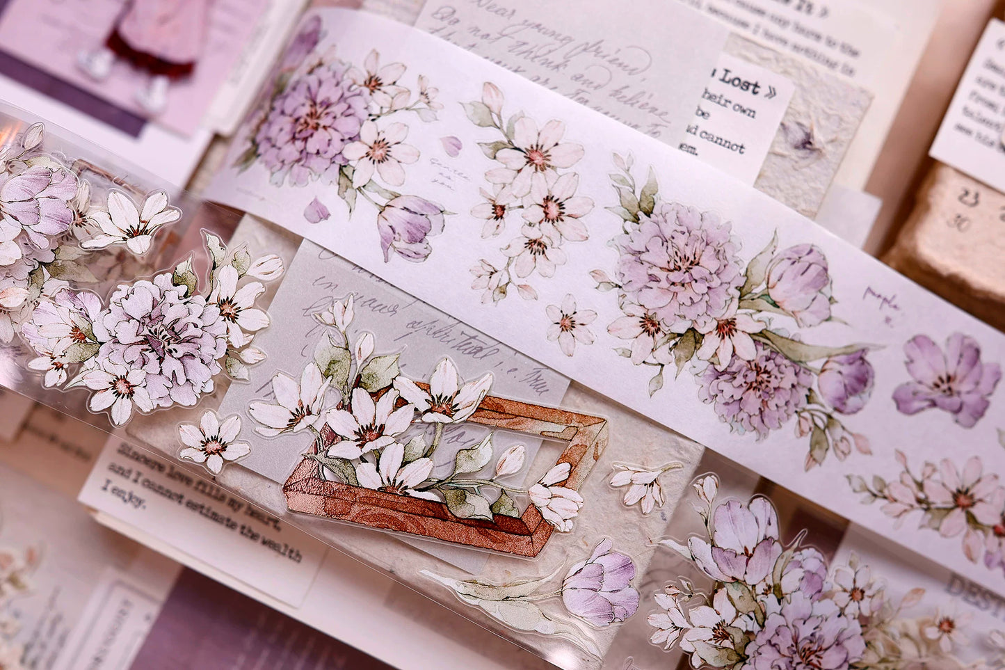 XiaoBaiJia Salt Series【Smoky Purple】Pre-cut Orginal Design Washi/Pet Tape Light Retro Stickers