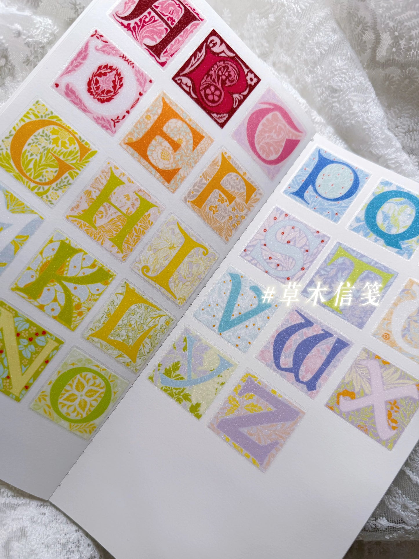 ZaoZao Vol4【Botanical Letter Set】Original Design Kiss-Cut Washi PET Tape Stickers,for Scrapbook Supplies,Journaling,Junk Journal,Bullet Journal,Planner Stickers