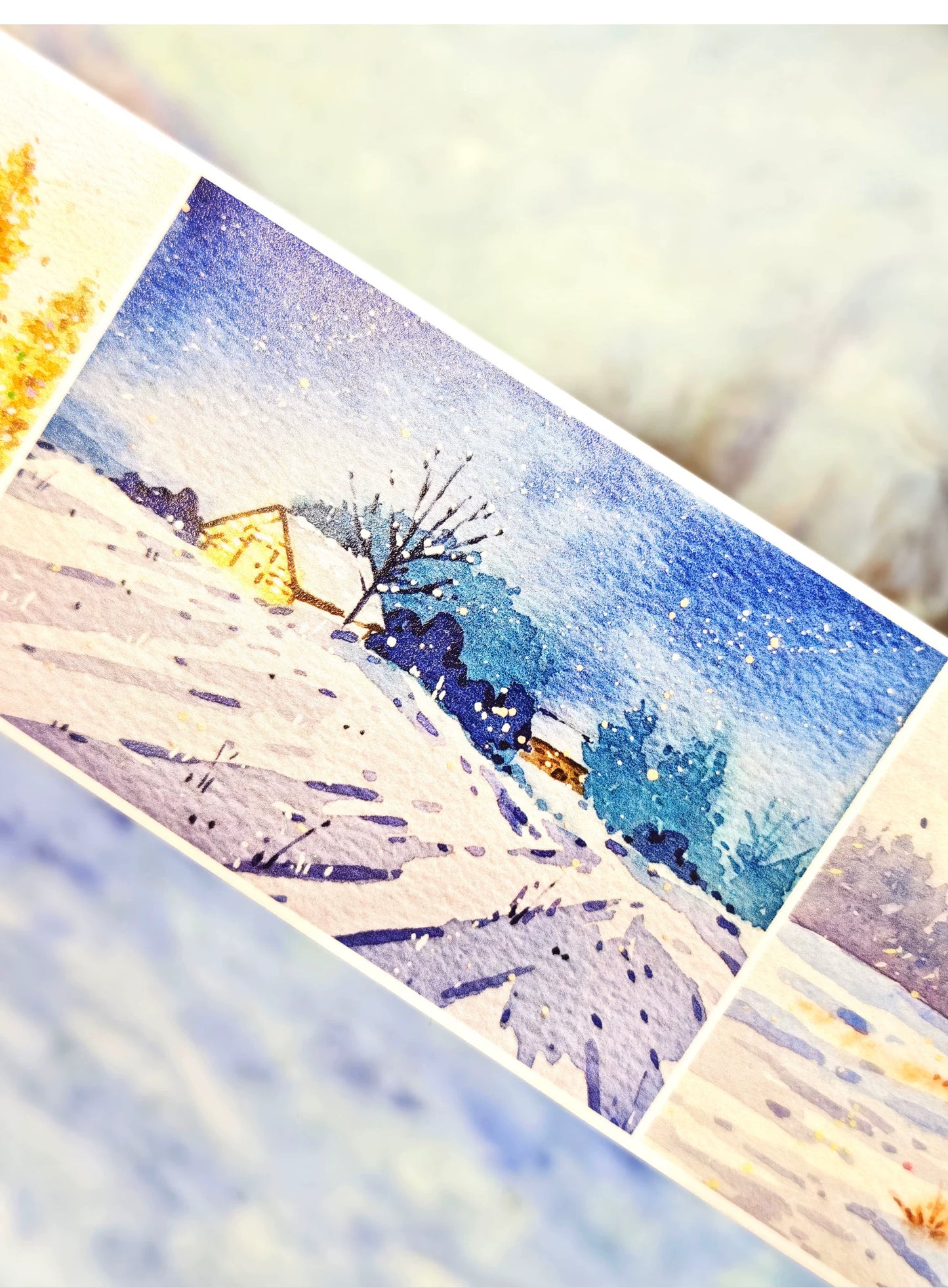 XingXing【Moon Sets Stars Sleep】 Pre-cut Light Retro Warm Healing Autumn and Winter Scenery Washi/PET Tape
