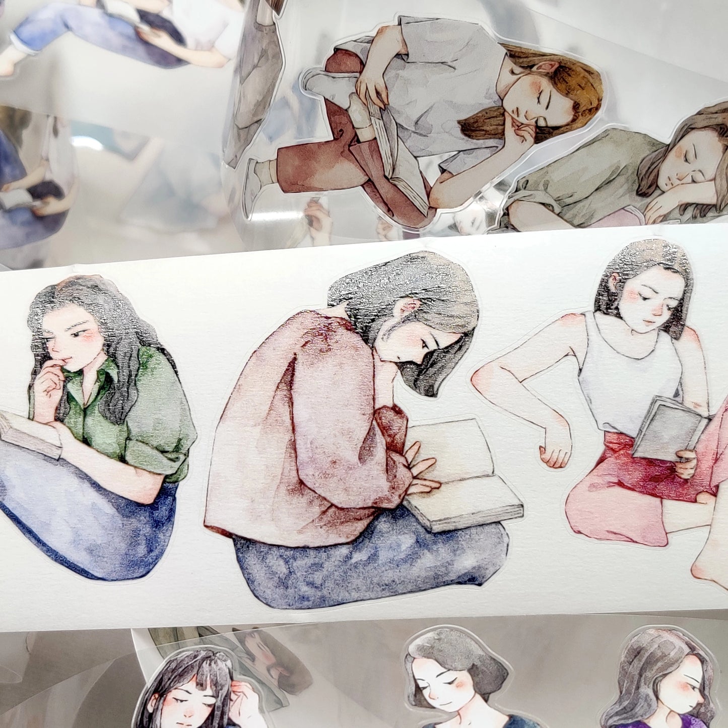 Xiangxiang Vol4 【Having Books as Companions】Light Retro Character Scenery Orginal Design Washi Pet Tape Landscaping Stickers