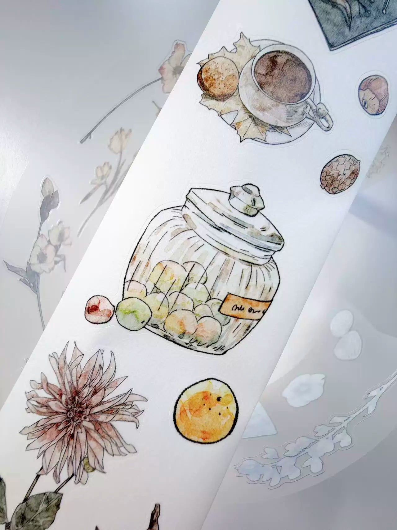 Kaixiaoxun Vol12【Trifles Diary】 Pre-Cut Long Loop Washi/Matte PET Tape for Scrapbook Supplies,Junk Journal Supplies