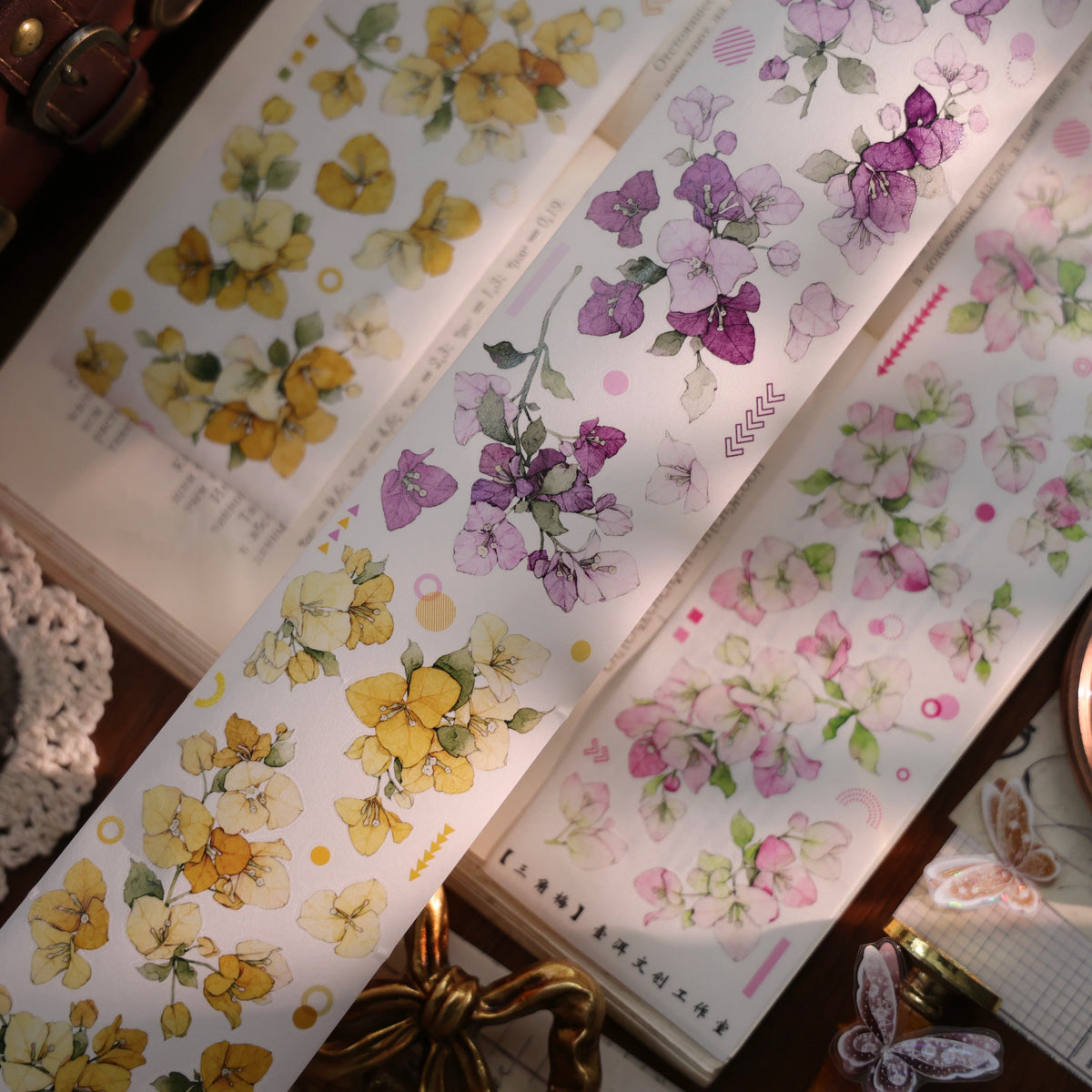 YiEr Vol18【Bougainvillea】Pre-cut Orginal Design Follower Washi Tape and PET Stickers