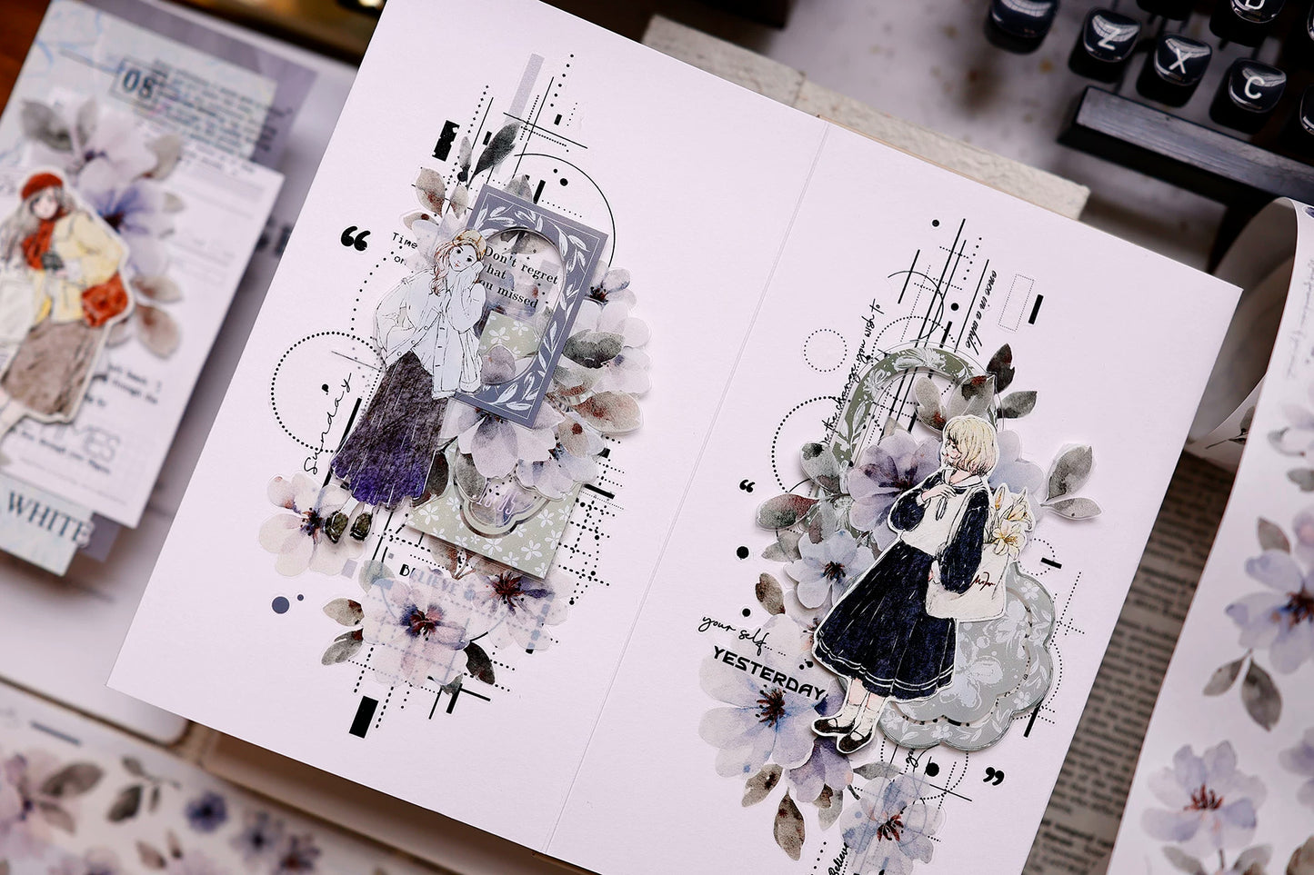 XiaoBaiJia Salt Series【Shadow Serenade】Pre-cut Orginal Design Washi/Pet Tape Light Retro Stickers