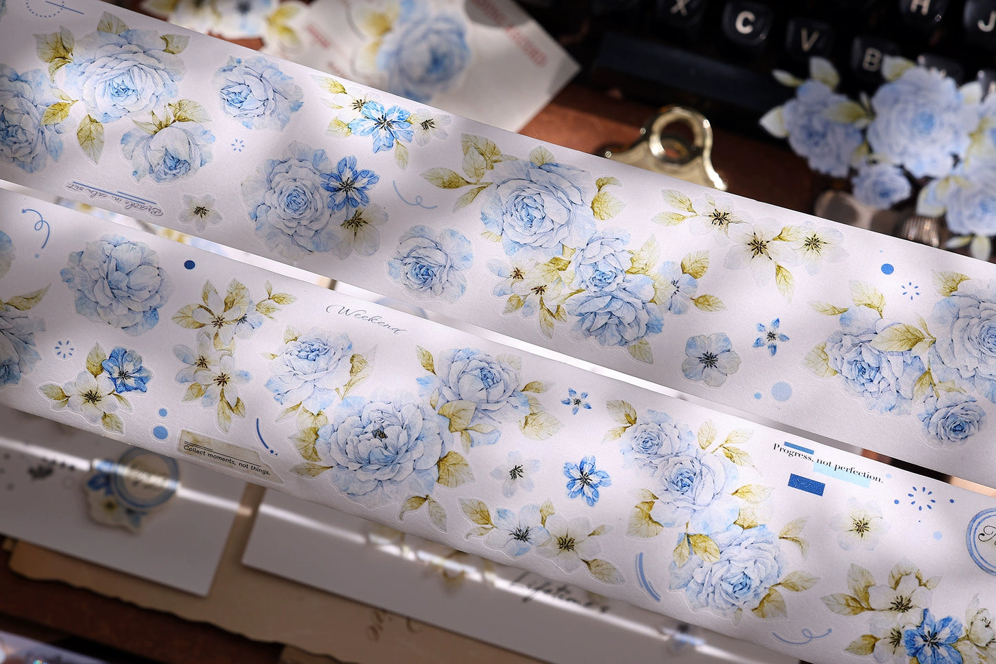 XiaoBaiJia【Jian Shi Blue】Light Retro Orginal Design Washi Pet Tape Landscape Stickers