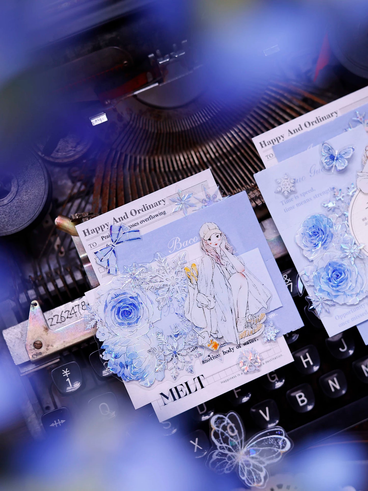 XiaoBaiJia Salt Series【Yingxue Blue】Orginal Design Kiss-cut Washi/Pet Tape Light Retro Fresh Snowflakes Stickers