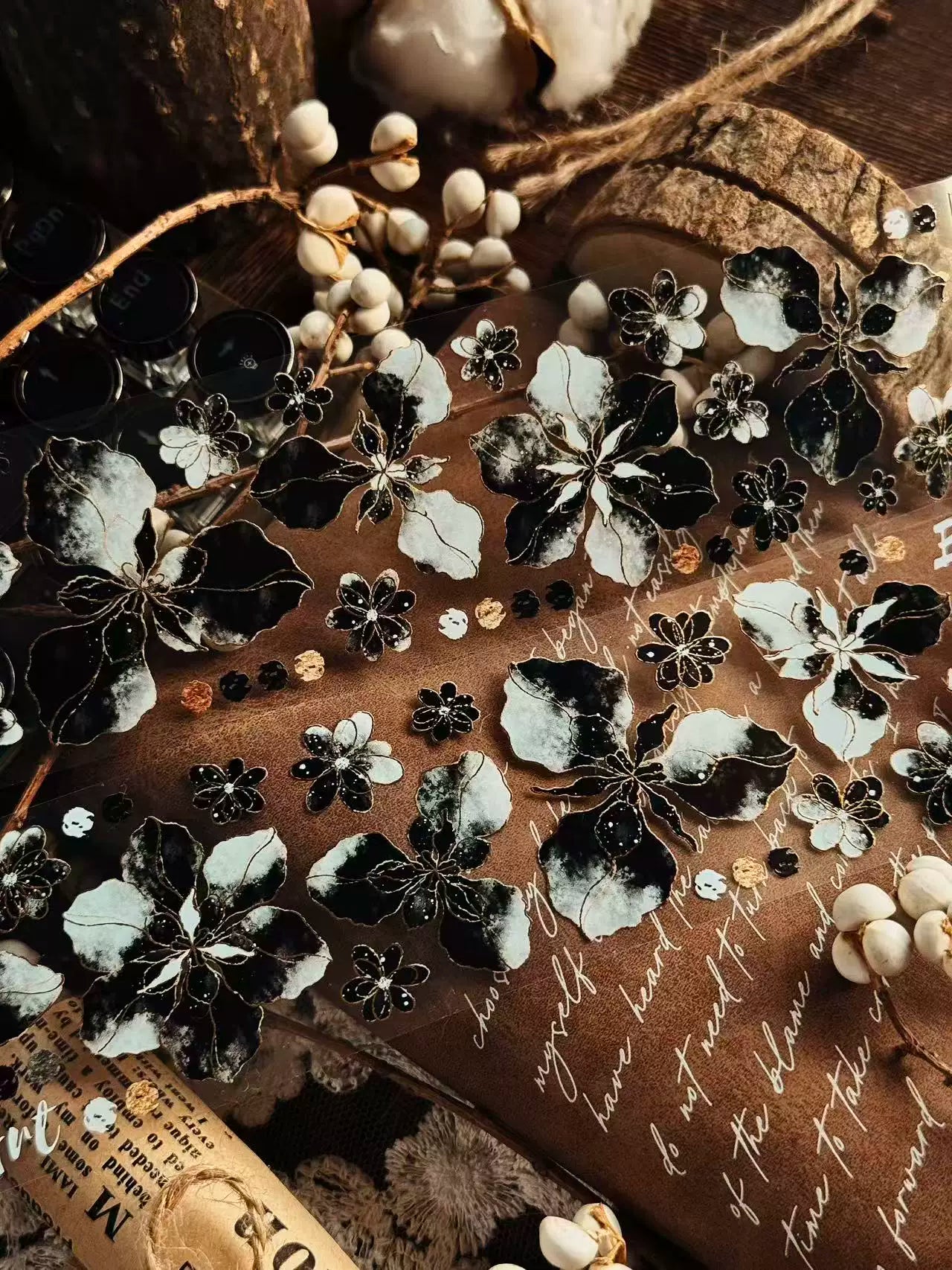 Linlanxi Vol13【Dark Kite Flowers Gradually】Original Design Retro Exquisite Vintage Decorative Washi/Pet Tape