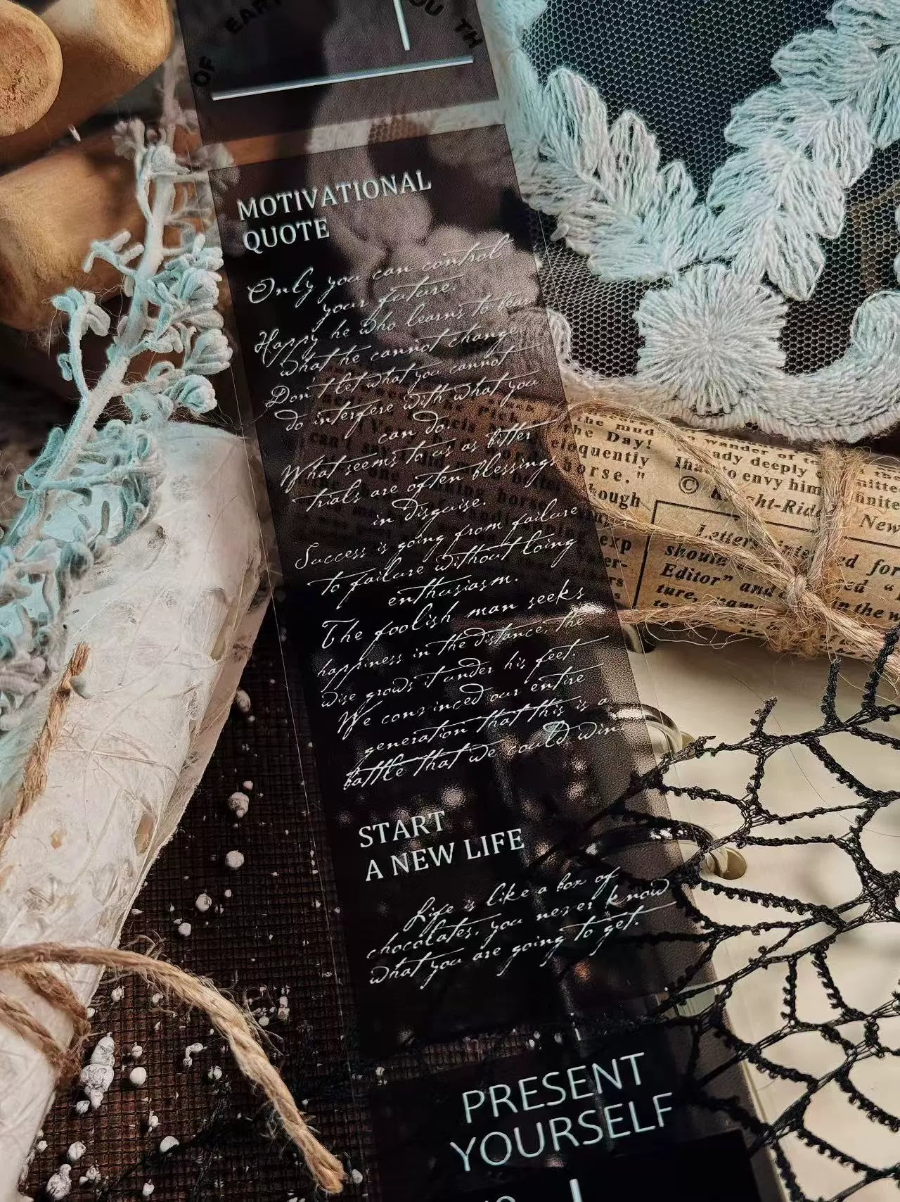 Linlanxi【Plain Semi Transparent Sticky Notes】Original Design Black and White Half Transparent Memo Washi/Pet Tape