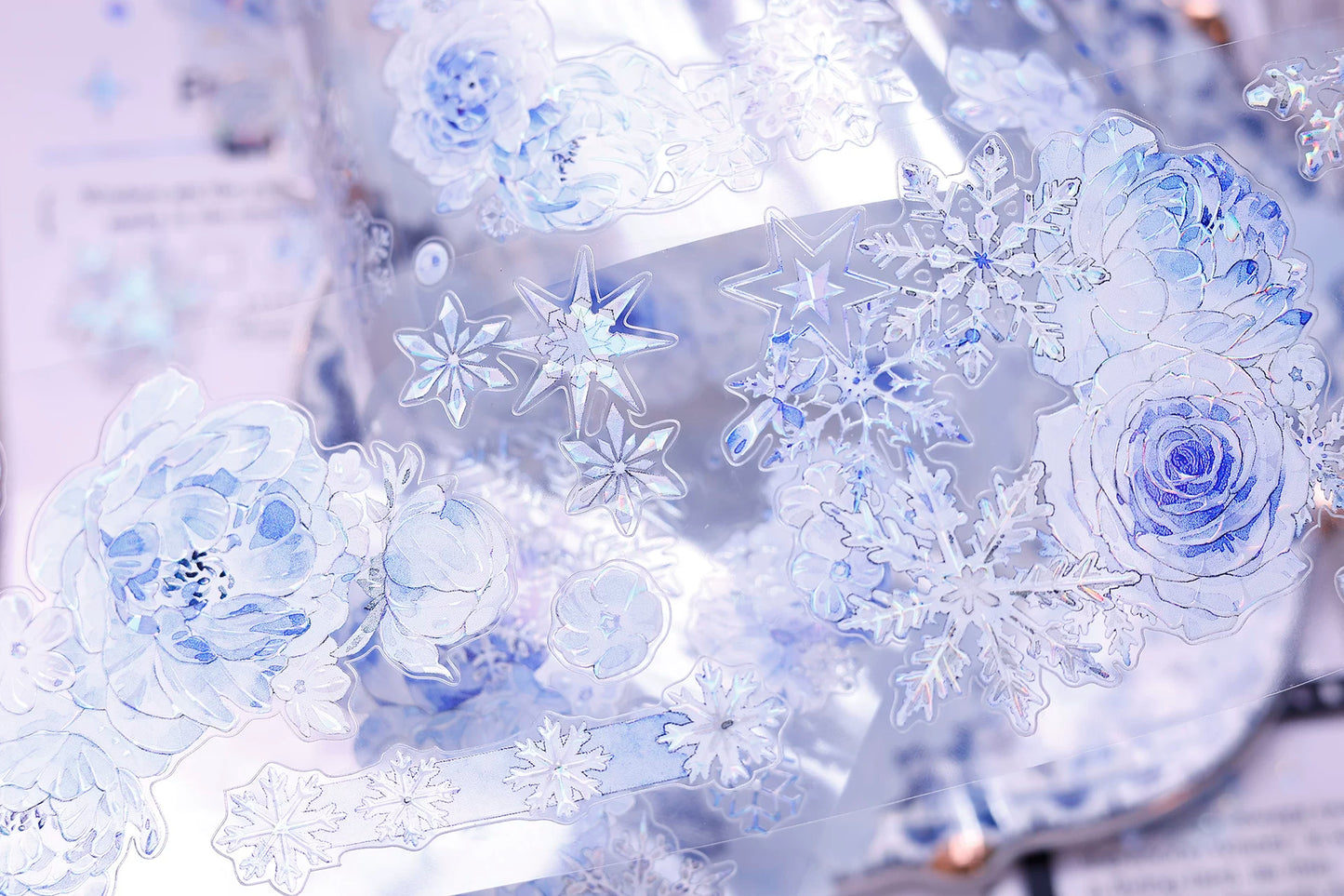 XiaoBaiJia Salt Series【Yingxue Blue】Orginal Design Kiss-cut Washi/Pet Tape Light Retro Fresh Snowflakes Stickers