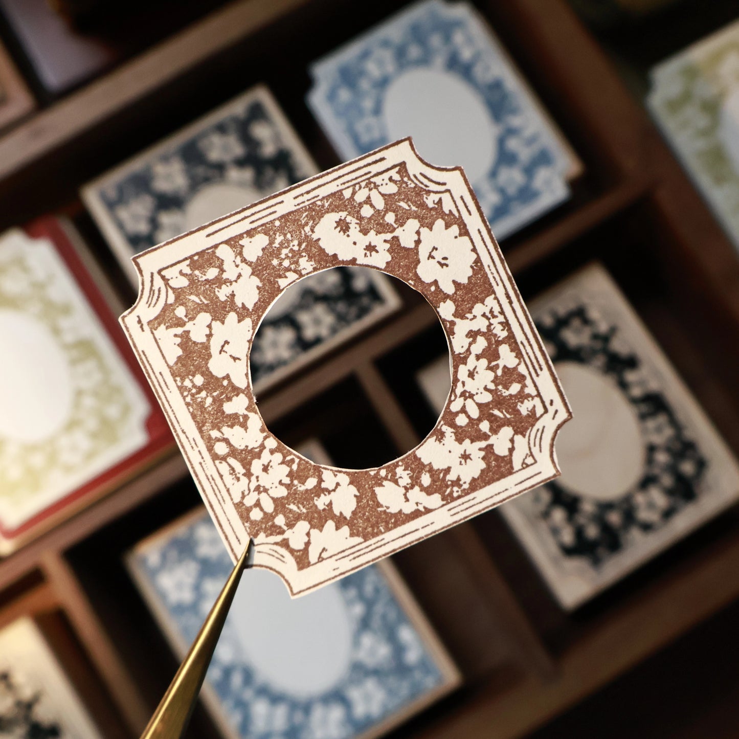 YiEr Vol15【Flower Frame Stamp】Imported Maple Red Rubber and Maple Wood Stamp