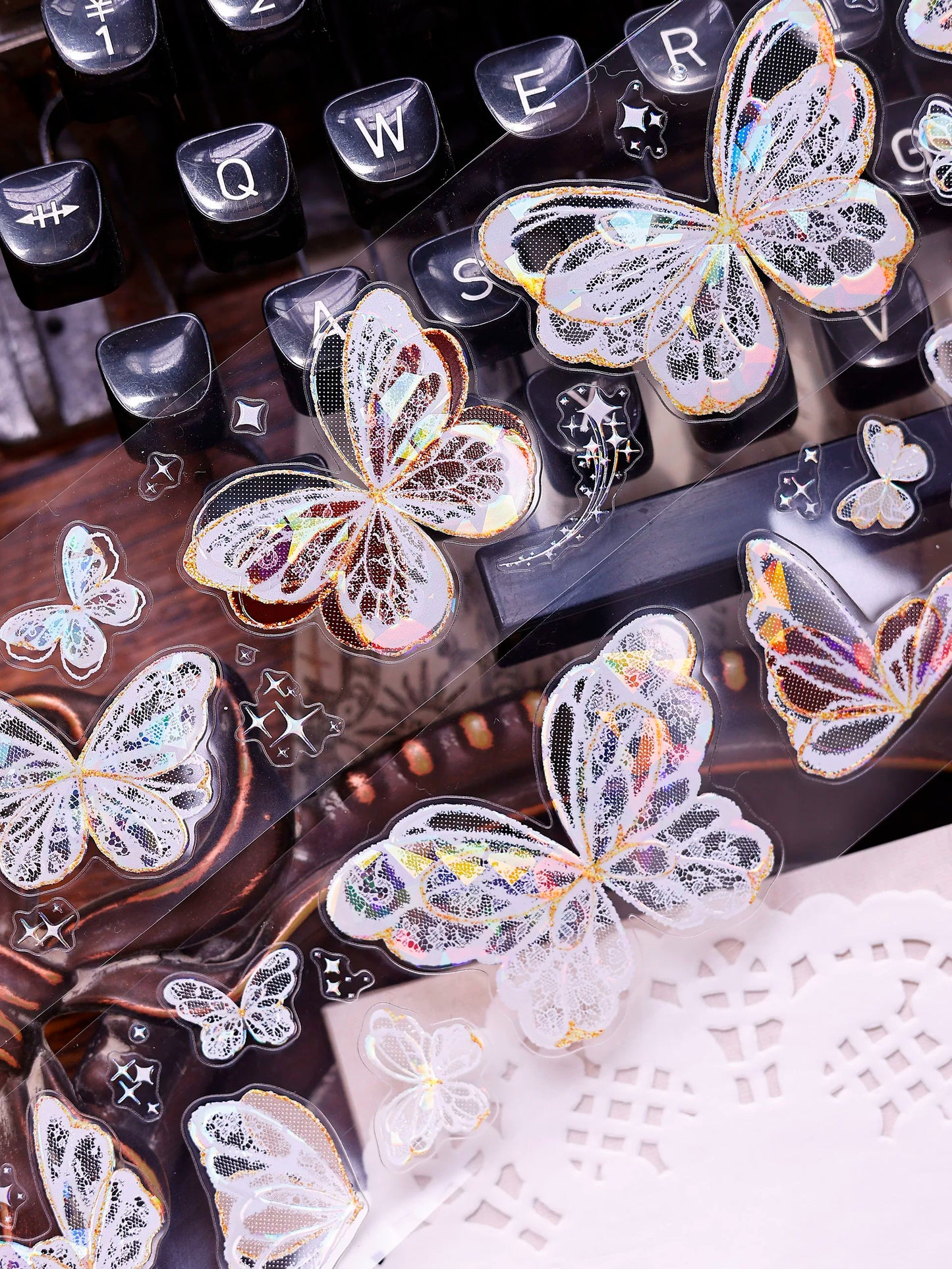 XiaoBaiJia Salt Series【Butterfly Feathers Chasing Light】Orginal Design Kiss-cut Washi/Pet Floral Tape Light Retro Landscaping Stickers