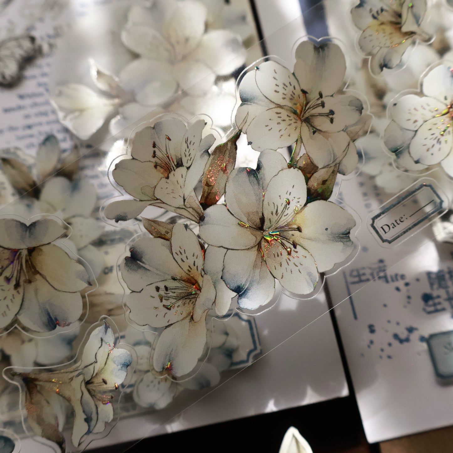 YiEr Vol15【Blue Island Sixth Beginning】Orginal Design Pre-cut Washi/Pet Floral Tape Light Retro Landscaping Stickers