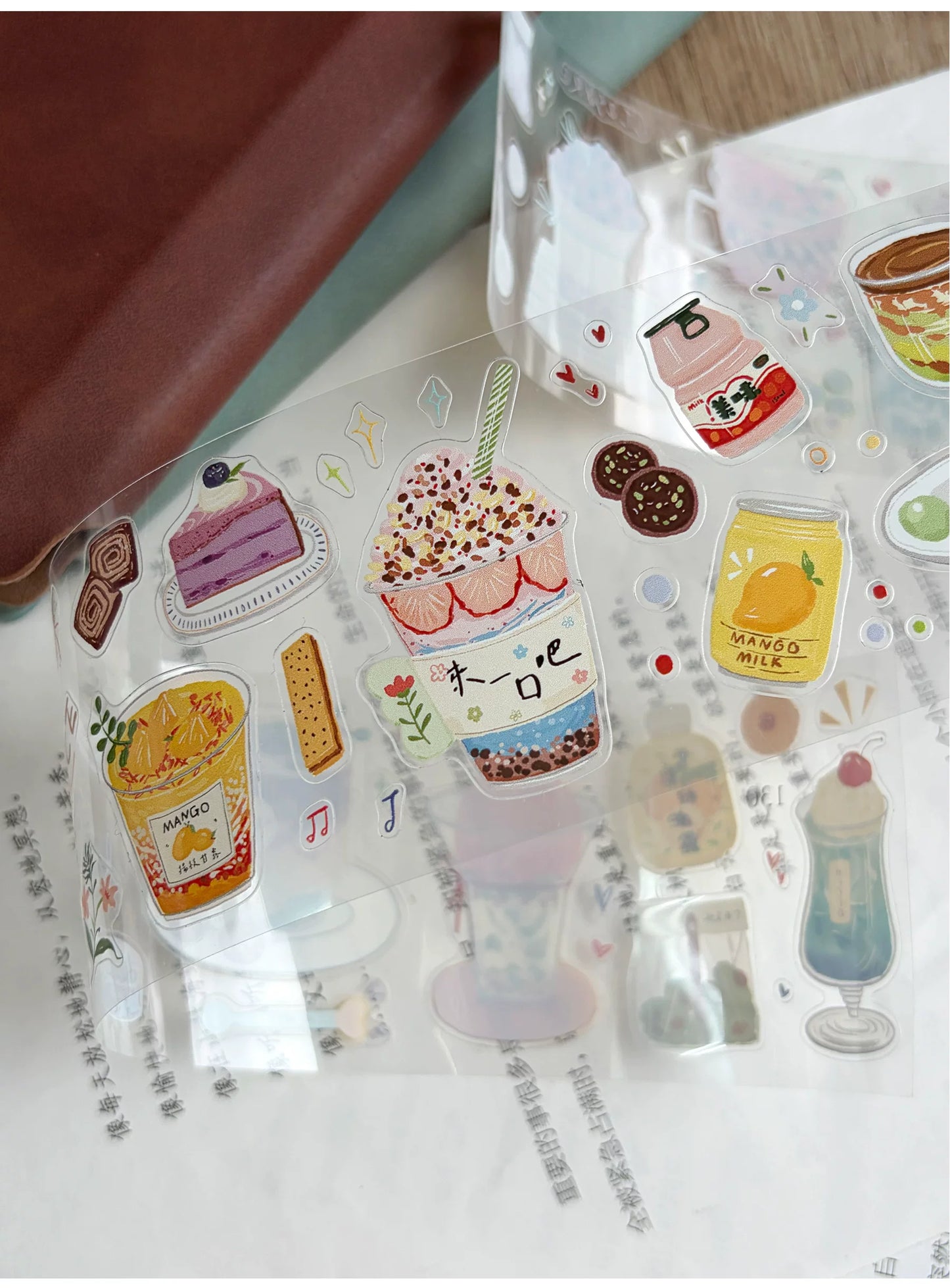 ZiYuanSu【Slightly Sweet Afternoon】Food Background Scene Pre-cut Washi PET Tape
