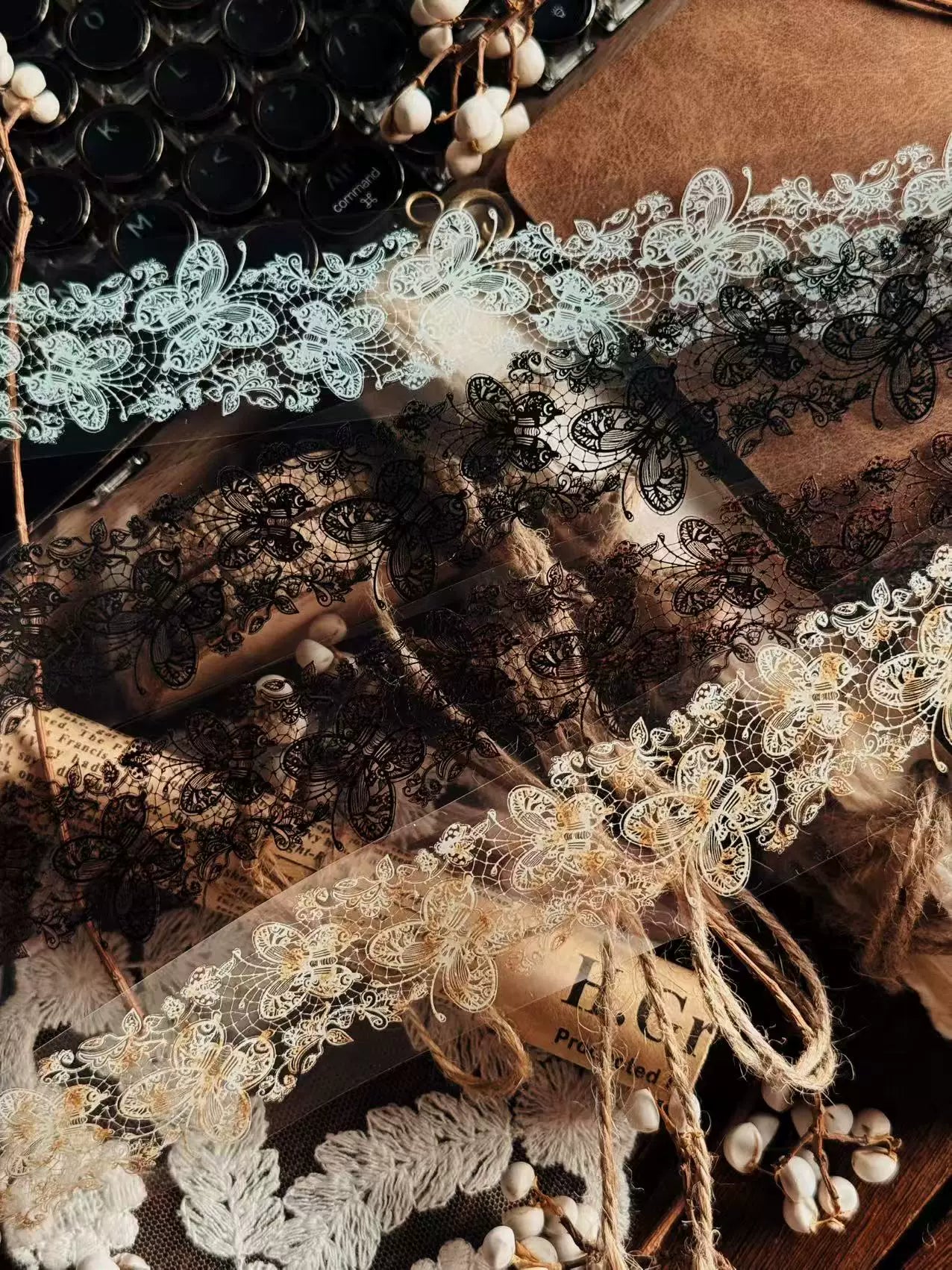 Linlanxi Vol13【Vintage Lace Trim】Original Design Retro Broken Paper Bookkeeping Washi Pet Tape