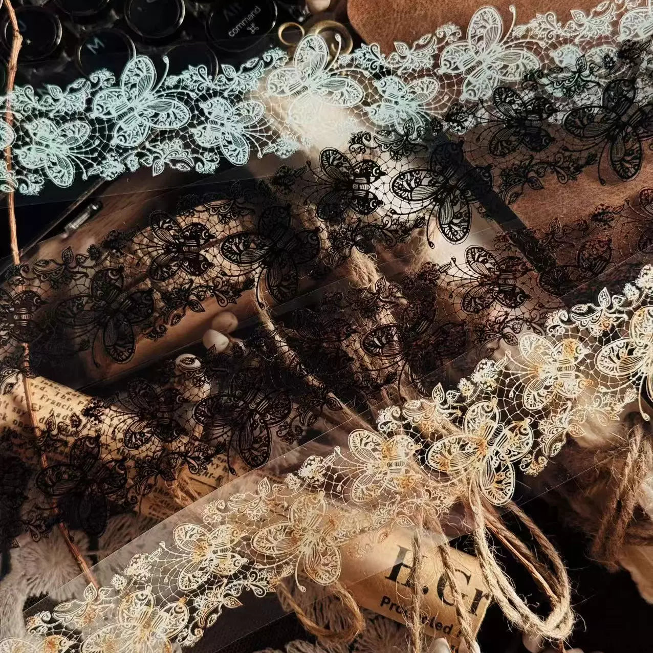 Linlanxi Vol13【Vintage Lace Trim】Original Design Retro Broken Paper Bookkeeping Washi Pet Tape