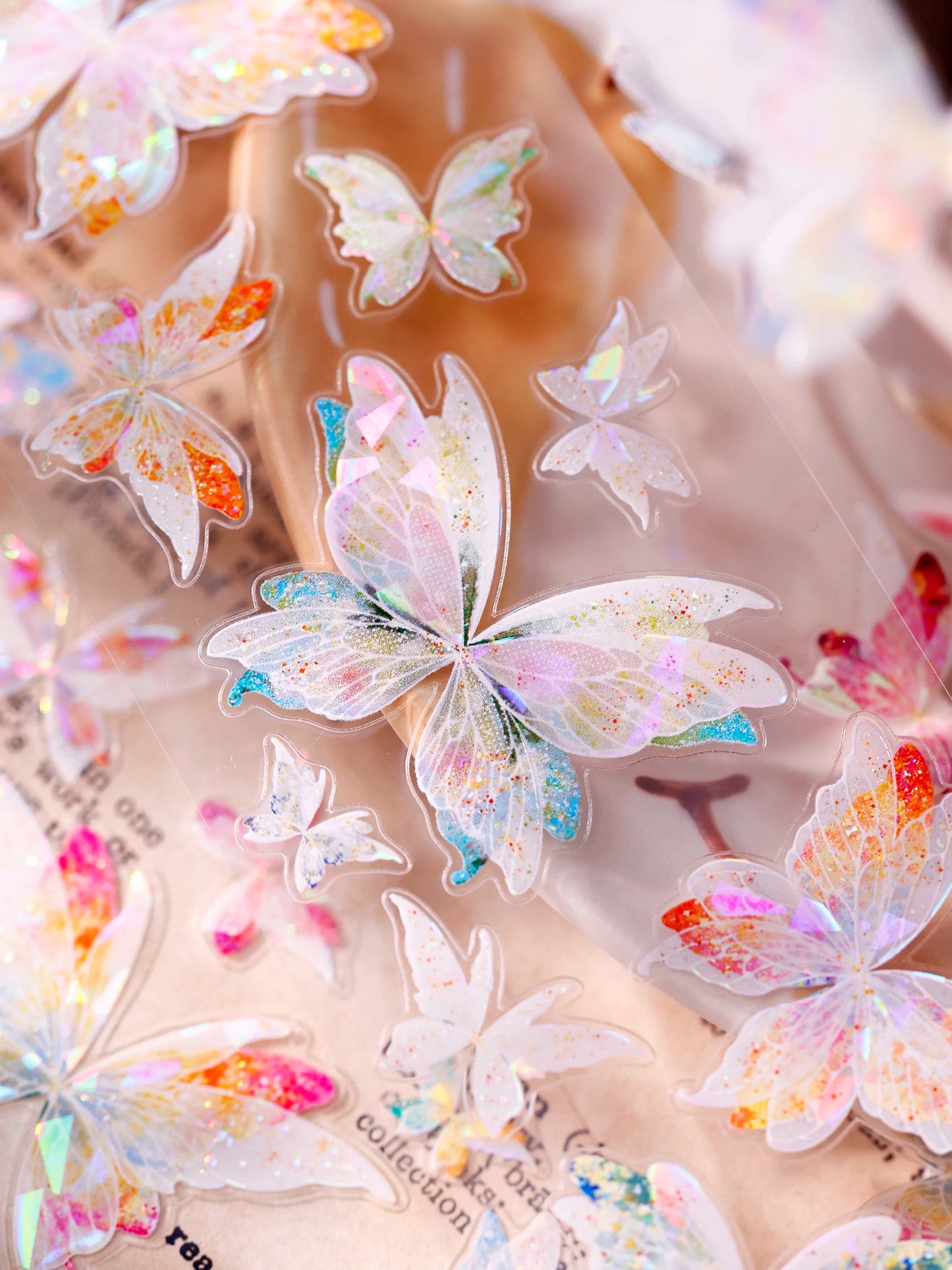 XiaoBaiJia【Liuli Butterfly Dance】Pre-cut Orginal Design Washi Pet Tape Light Retro Stickers