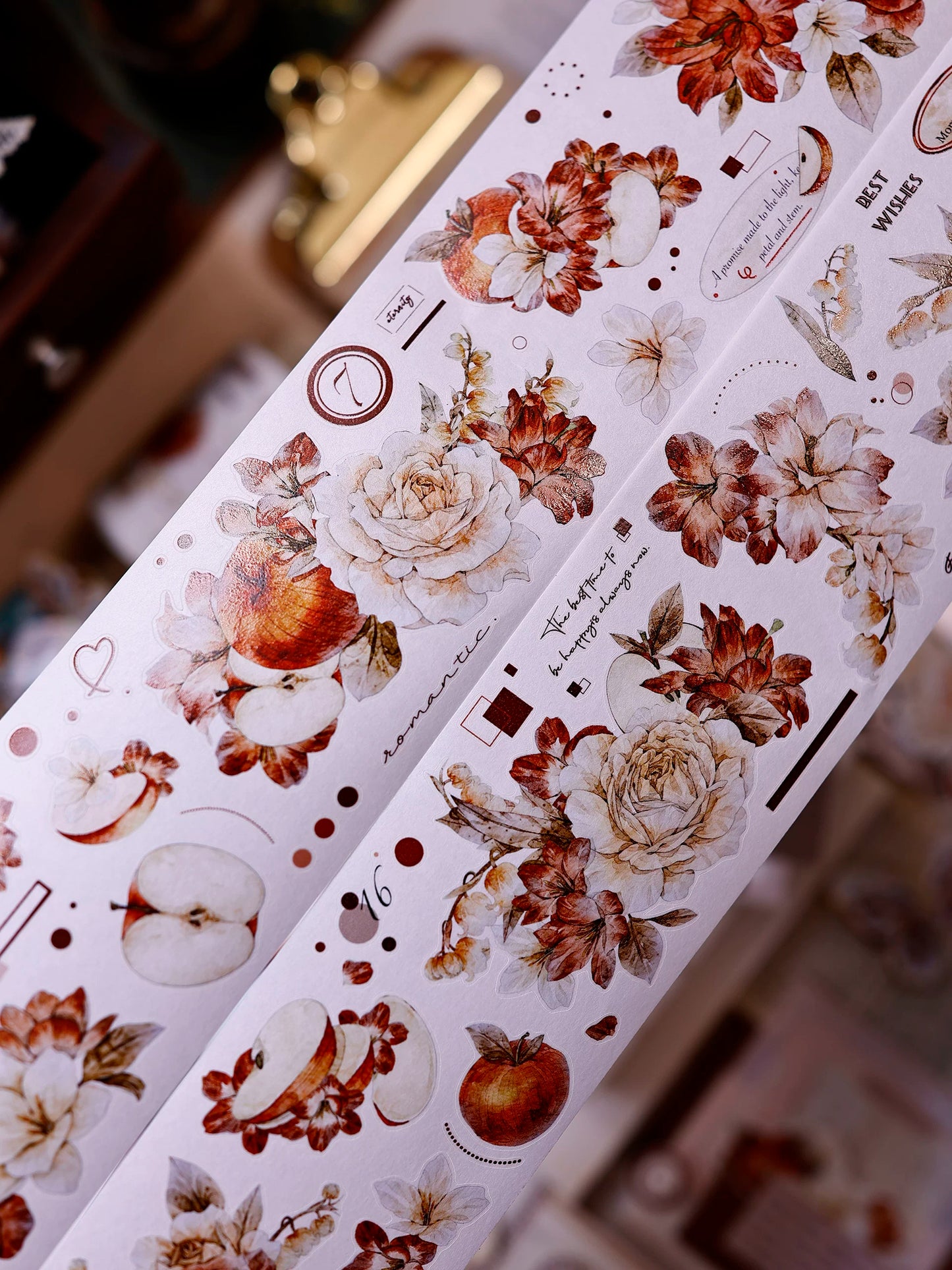 XiaoBaiJia【Sweet Dream Blossoms】Orginal Design Kiss-cut Washi/Pet Floral Tape Light Retro Landscaping Stickers