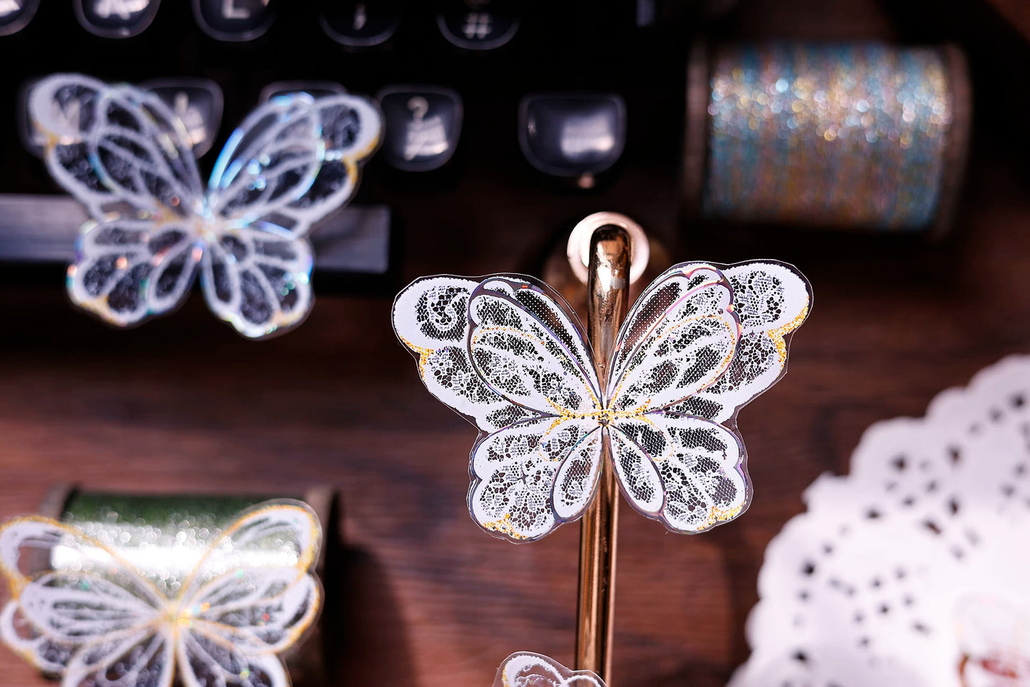 XiaoBaiJia Salt Series【Butterfly Feathers Chasing Light】Orginal Design Kiss-cut Washi/Pet Floral Tape Light Retro Landscaping Stickers