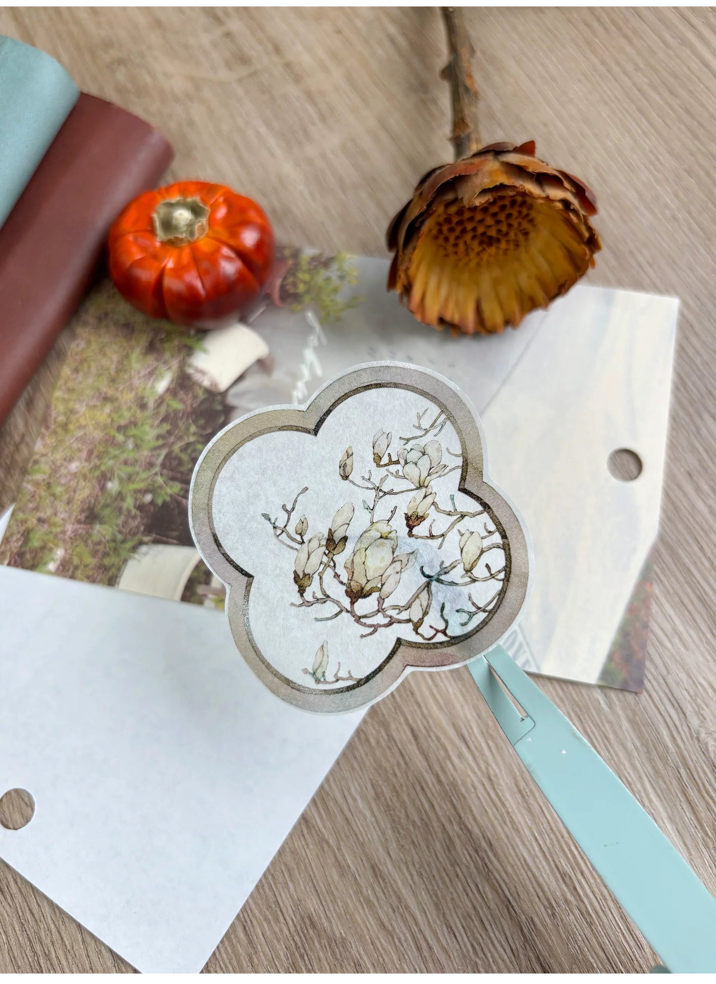 ZiYuanSu【Jade Silver Flower】Background Scene Pre-cut Washi PET Tape