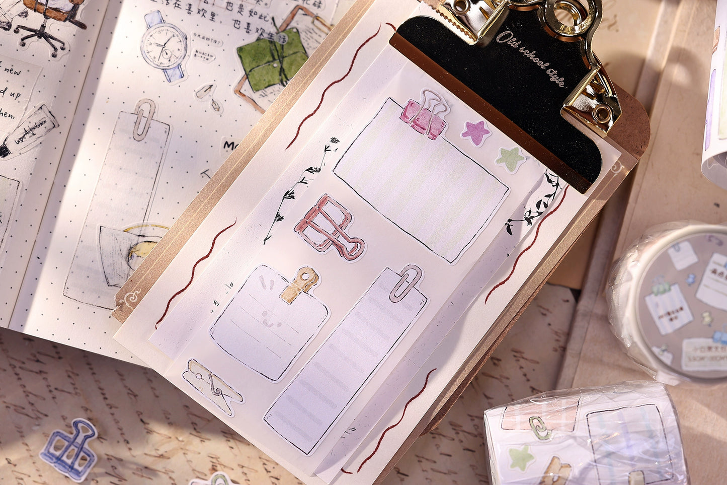 XiaoBaiJia Minimalist Style【Pinch Something】Clips Orginal Design Washi Pet Tape Landscape Stickers