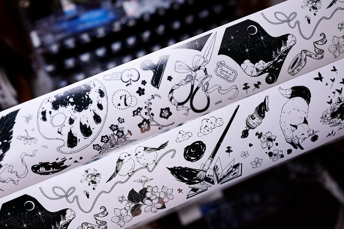 XiaoBaiJia Salt Series【Black and White Art World】Pre-cut Orginal Design Washi/Pet Tape Light Retro Stickers