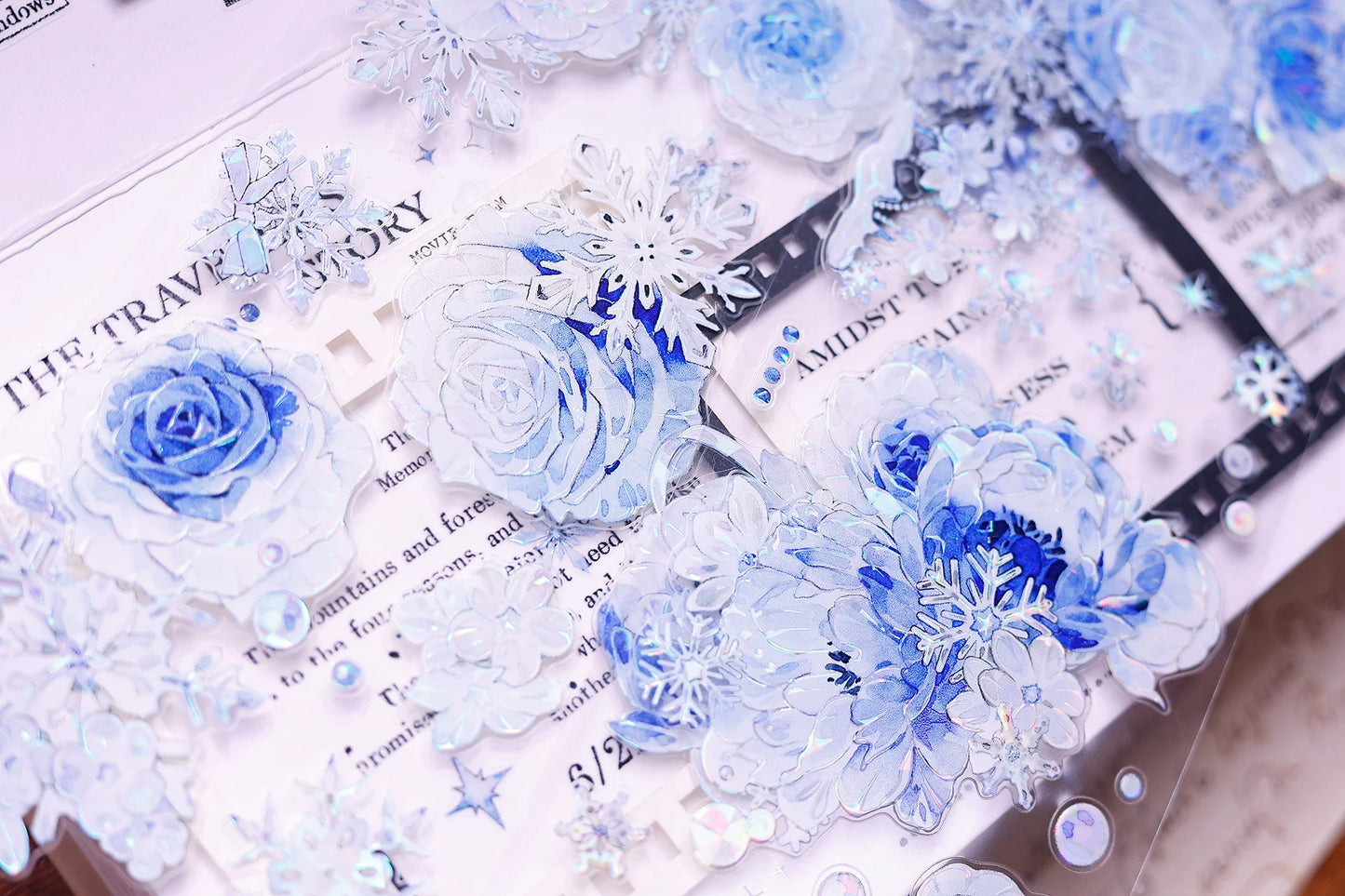 XiaoBaiJia Salt Series【Yingxue Blue】Orginal Design Kiss-cut Washi/Pet Tape Light Retro Fresh Snowflakes Stickers