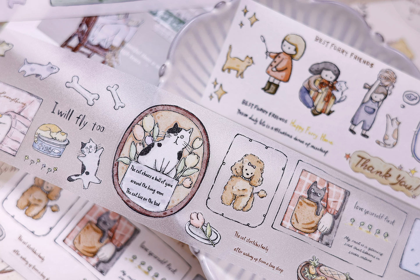 XiaoBaiJia Salt Series【Friend's Diary】Orginal Design Washi/Pet Dog and Cat Tape Light Retro Landscaping Stickers