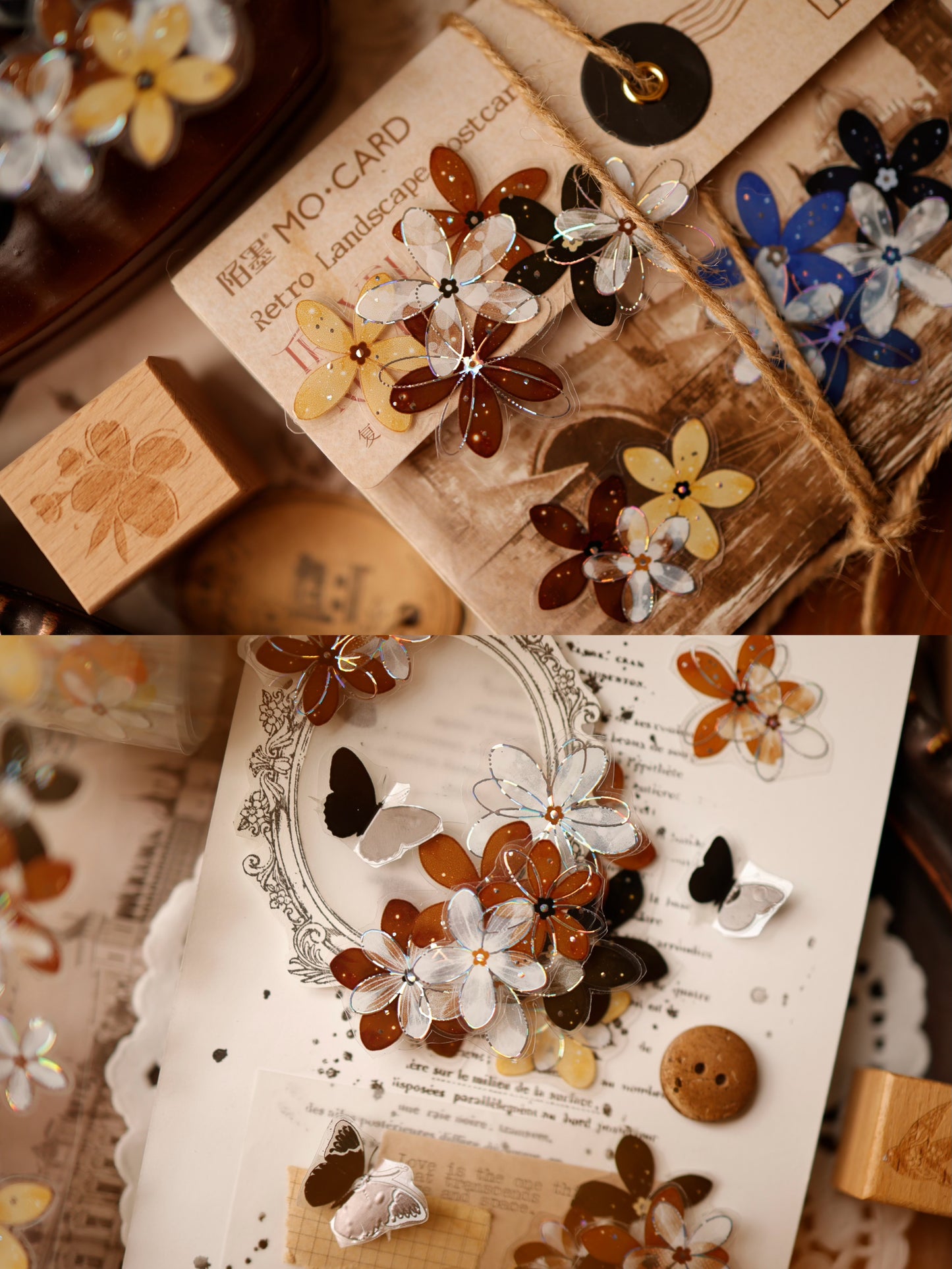 YiEr Vol17【Flowers on the Path】Kiss-cut Light Retro Floral Washi Tape and PET Stickers