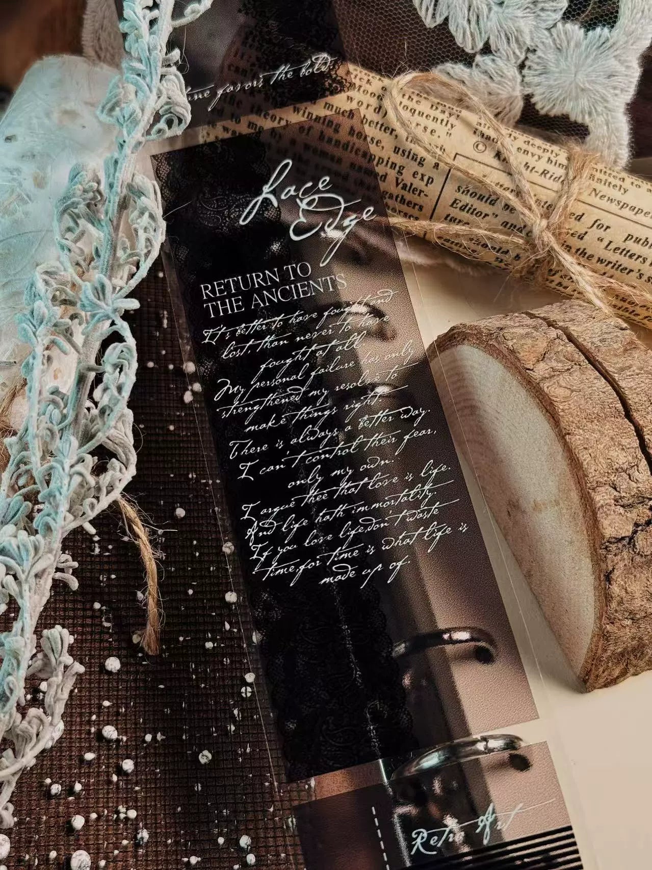 Linlanxi【Plain Semi Transparent Sticky Notes】Original Design Black and White Half Transparent Memo Washi/Pet Tape