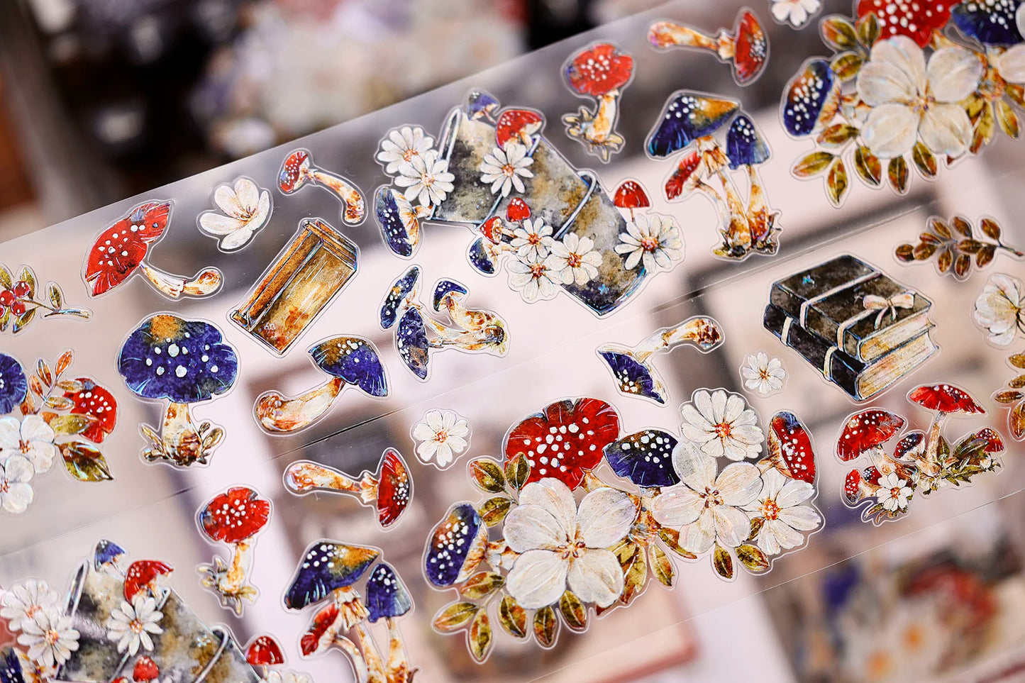 XiaoBaiJia【Mushroom Tales in the Woods】Orginal Design Kiss-cut Washi Pet Floral Tape Light Retro Landscaping Stickers