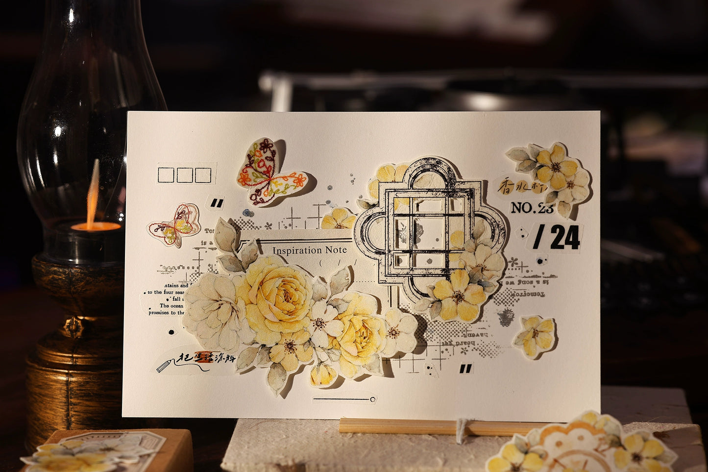 XiaoBaiJia【Basic Staggered Grid Stamp】Imported Shabili Red Rubber and Maple Wood Stamp