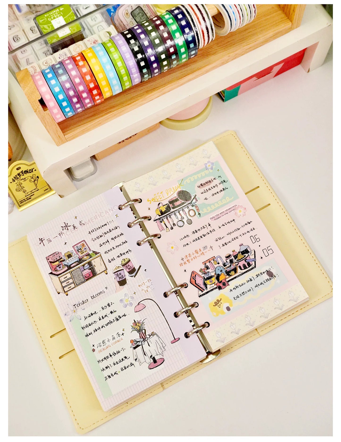 ZiYuanSu【Gentle Daily Routine】Text Background Scene Pre-cut Washi PET Tape