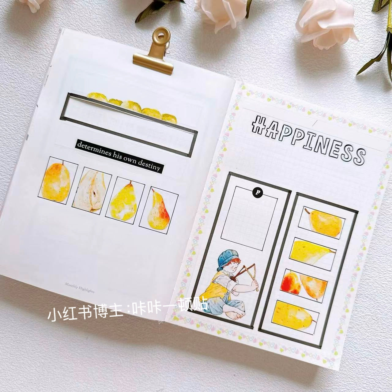 Seahorse Forest Vol7【A43#Big Pear】Original Design Pre-Cut Floral Washi/PET Tape Stickers,for Scrapbook Supplies,Journaling,Junk Journal,Bullet Journal,Planner Stickers