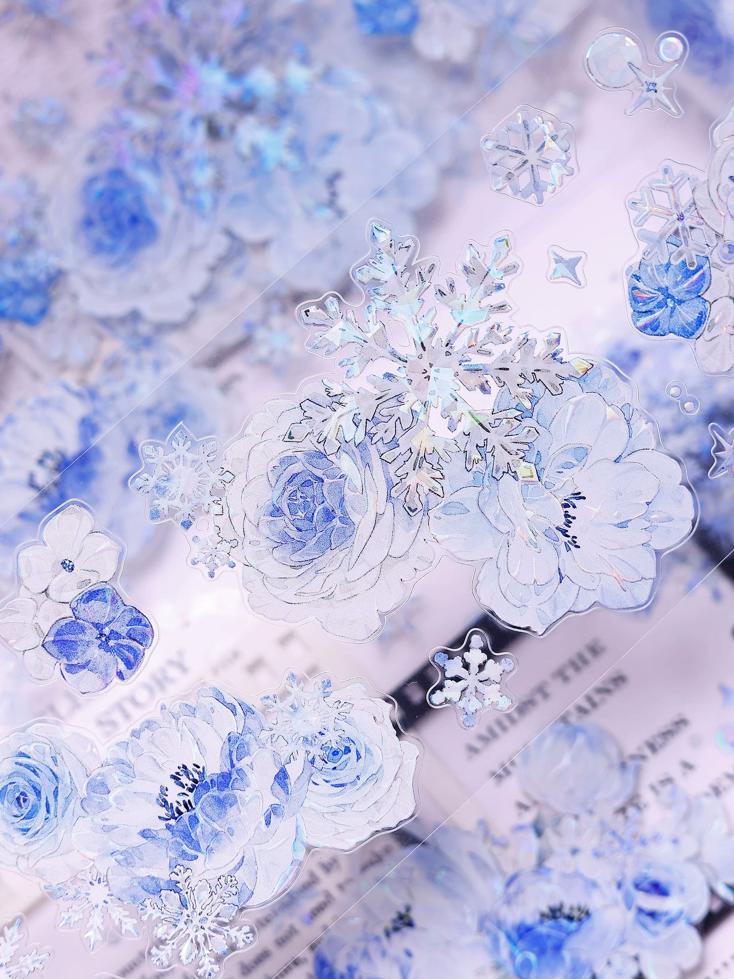 XiaoBaiJia Salt Series【Yingxue Blue】Orginal Design Kiss-cut Washi/Pet Tape Light Retro Fresh Snowflakes Stickers