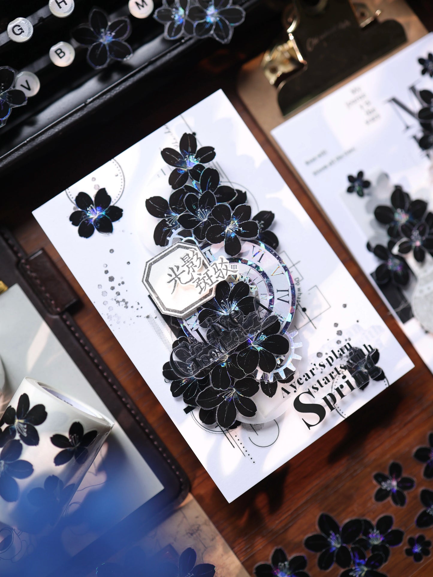 YiEr Vol17【Brown Sugar Flower Language】Kiss-cut Butterfly Washi Tape and PET Stickers