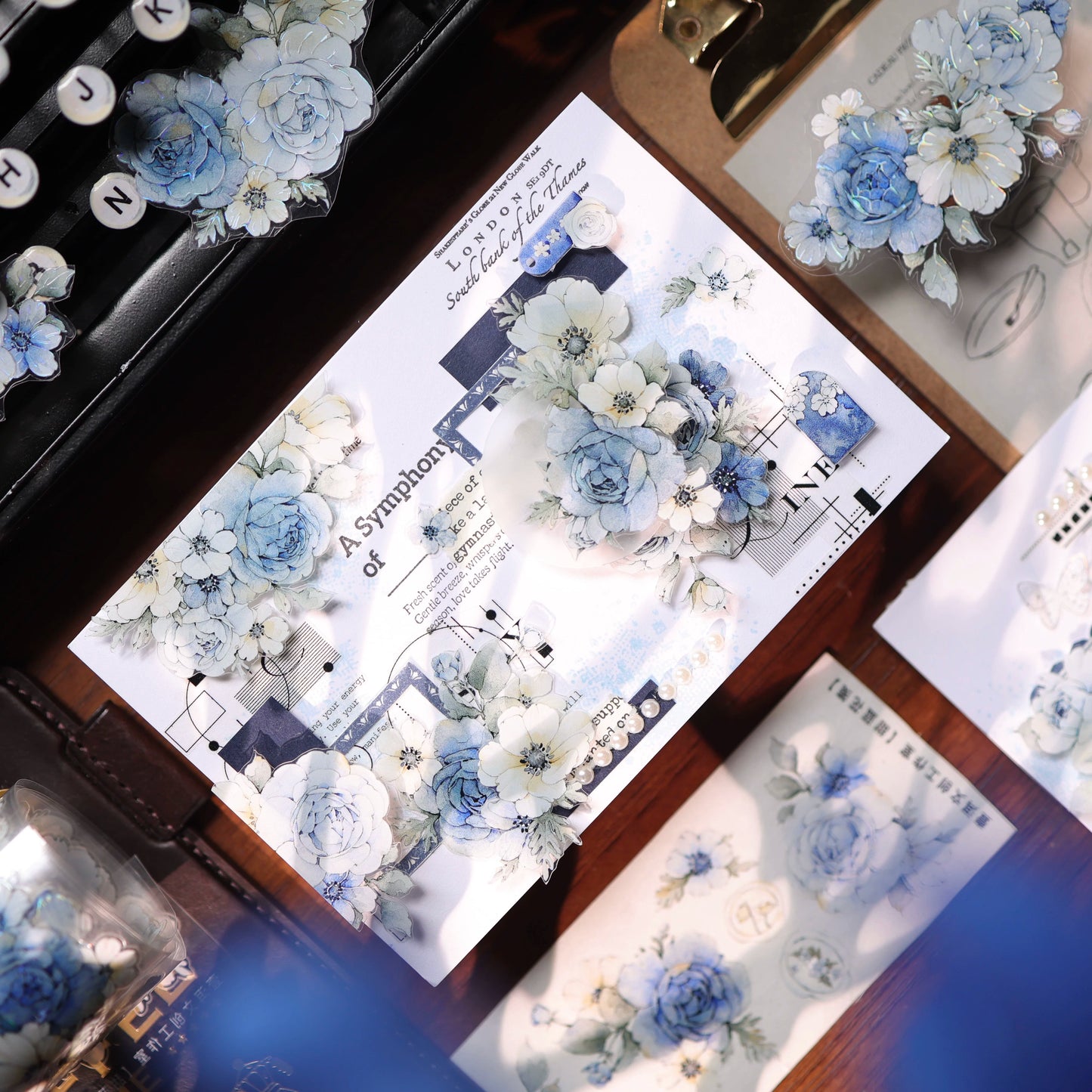 YiEr Vol17【Blue-Violet Flower】Kiss-cut Floral Washi Tape and PET Stickers