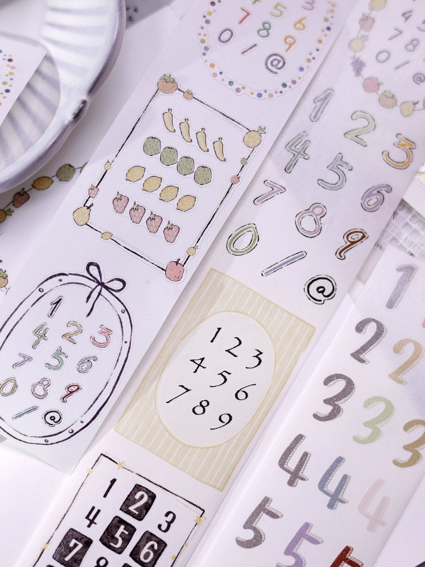 XiaoBaiJia Salt Series【Color Bar Numbers】Pre-cut Orginal Design Text Washi/Pet Tape Light Retro Stickers