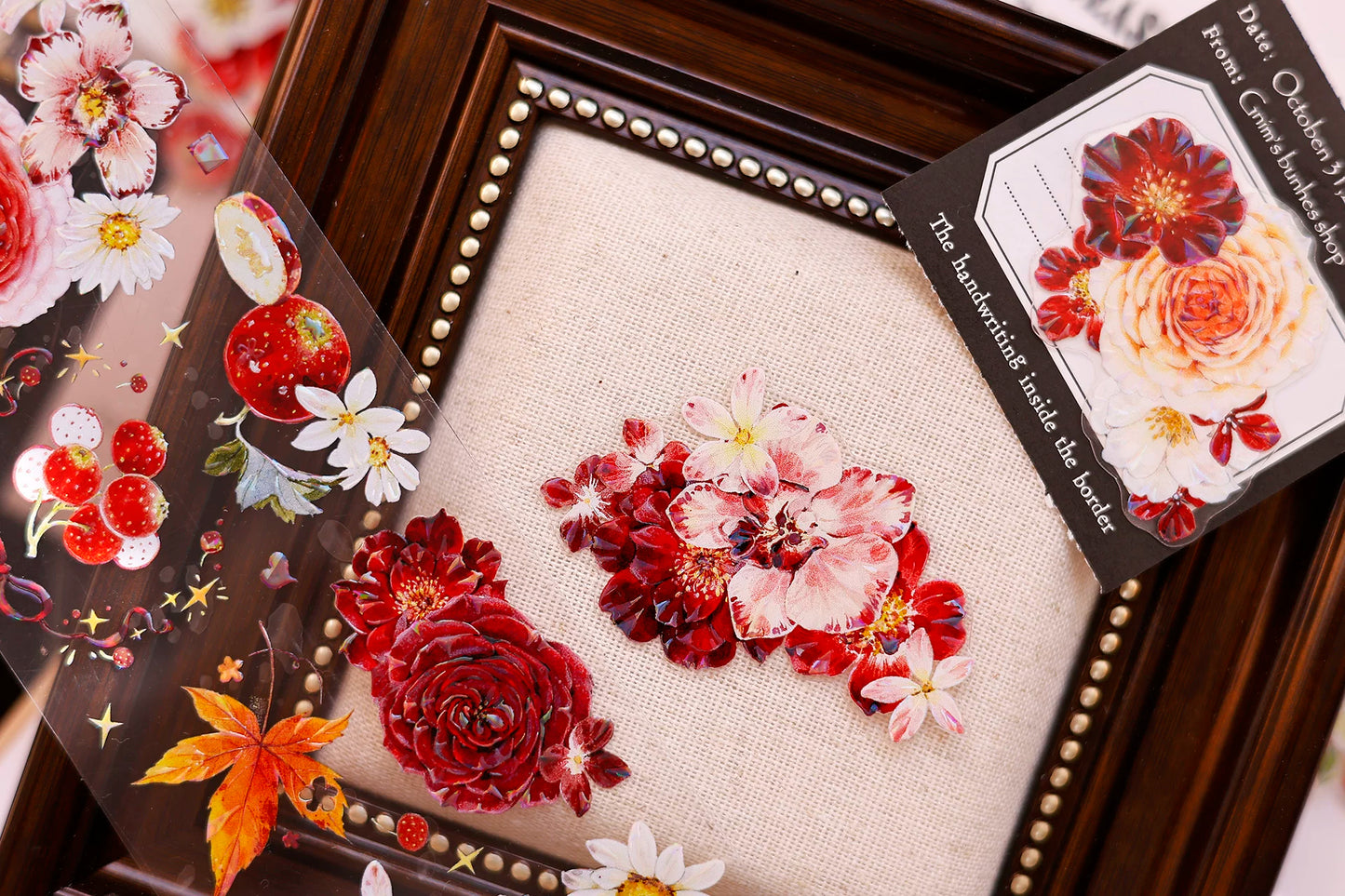 XiaoBaiJia Salt Series【Red Fruit Fragrance】Orginal Design Kiss-cut Washi/Pet Floral Tape Light Retro Landscaping Stickers