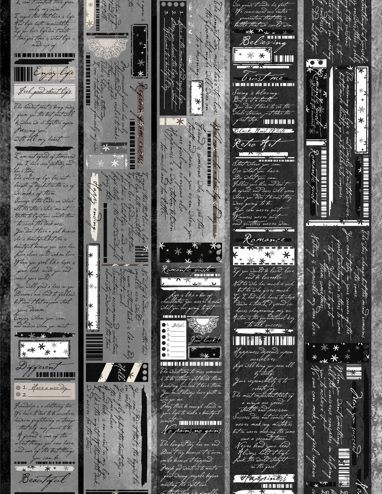 Linlanxi【 Romantic Quotes】Original Design Text Washi/Pet Tape Sticker, 5-meter-long Loop Roll