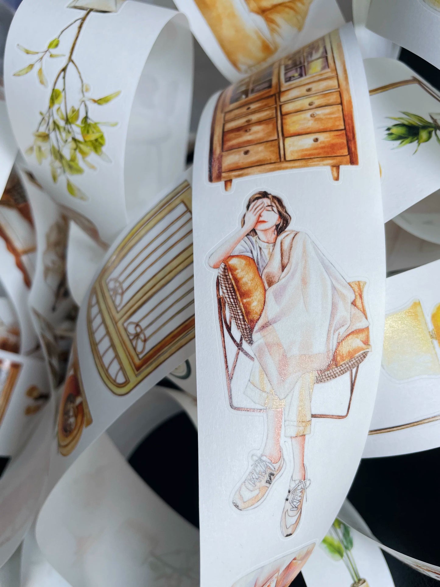 ZaoZao Vol3【Nest】Original Design Kiss-Cut Washi PET Tape Stickers,for Scrapbook Supplies,Journaling,Junk Journal,Bullet Journal,Planner Stickers