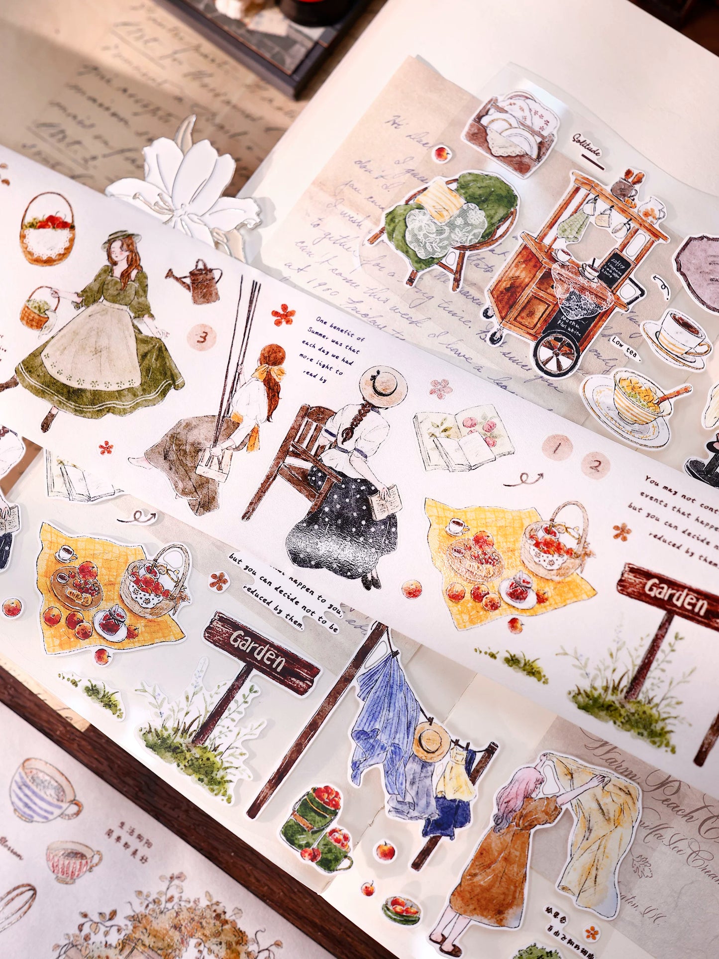 XiaoBaiJia Salt Series【Warm Light and Leisurely Delights】Pre-cut Orginal Design Vintage Scene Washi/Pet Tape Light Retro Stickers