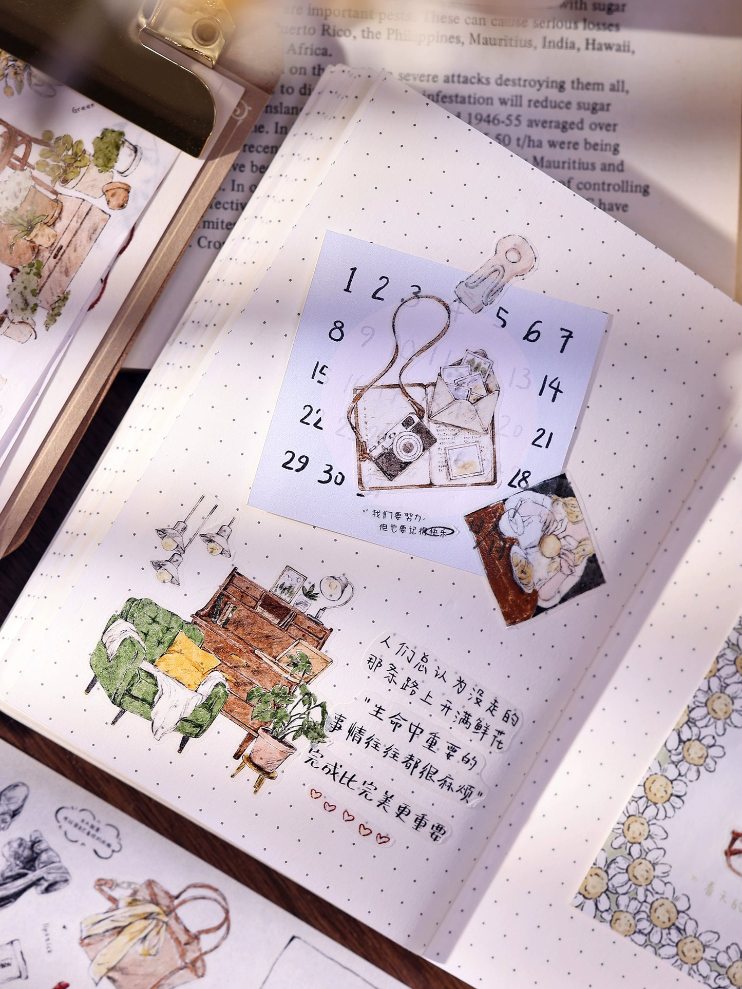 XiaoBaiJia Minimalist Style【A Person's Daily Routine】Pre-cut Light Retro Orginal Design Washi Pet Tape Landscaping Stickers