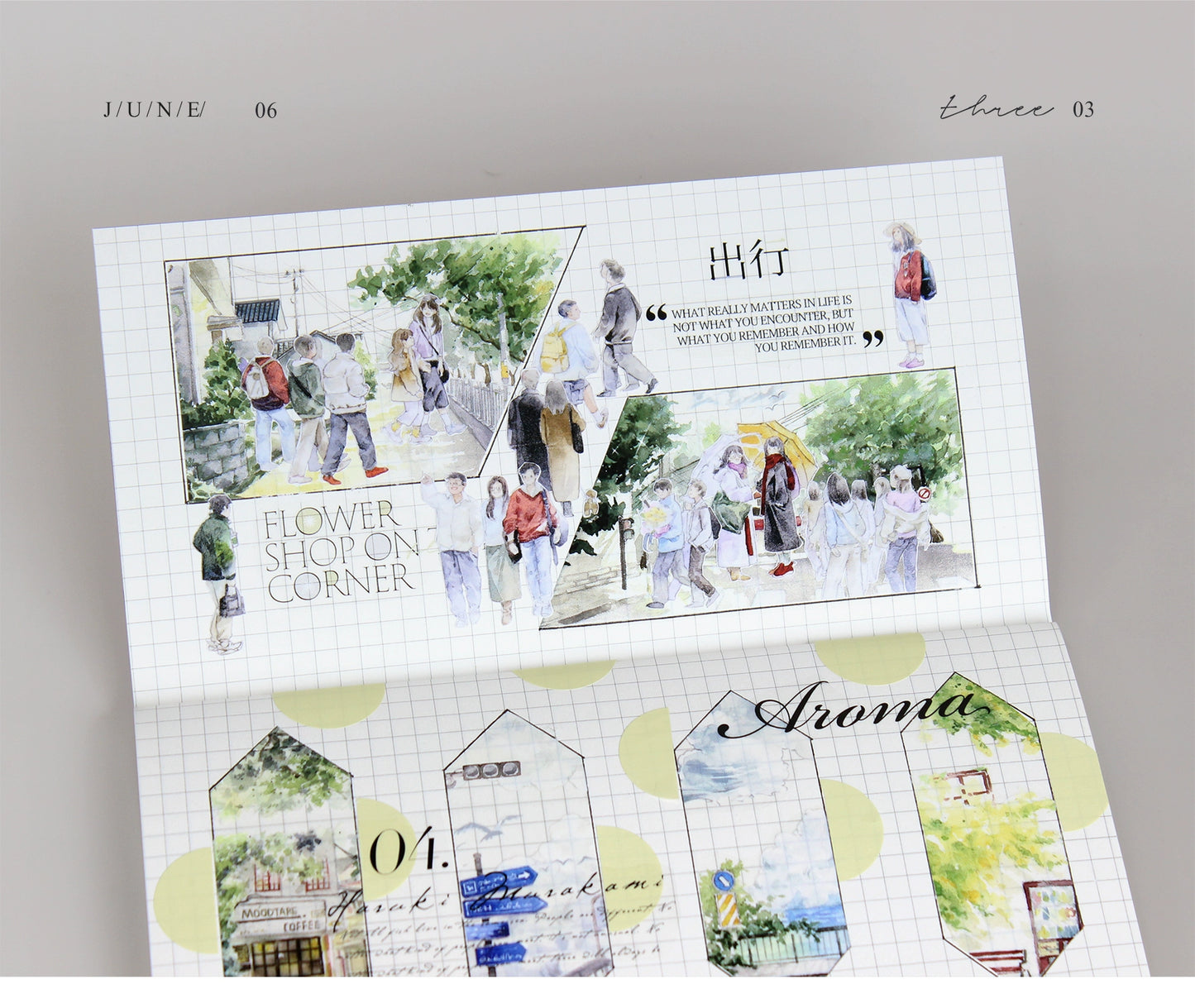 Moodtape【Passer-by&Summer Sea Street】Cute Character Original Washi Tape Stickers,for Scrapbook Supplies,Scrapbook Tape Stickers,Junk Journal Supplies