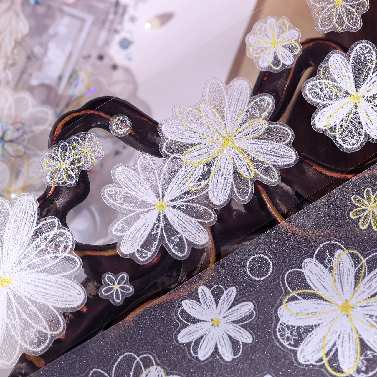 XiaoBaiJia【Cappuccino&White Dream Island】Light Retro Orginal Design Washi Pet Tape Landscape Stickers