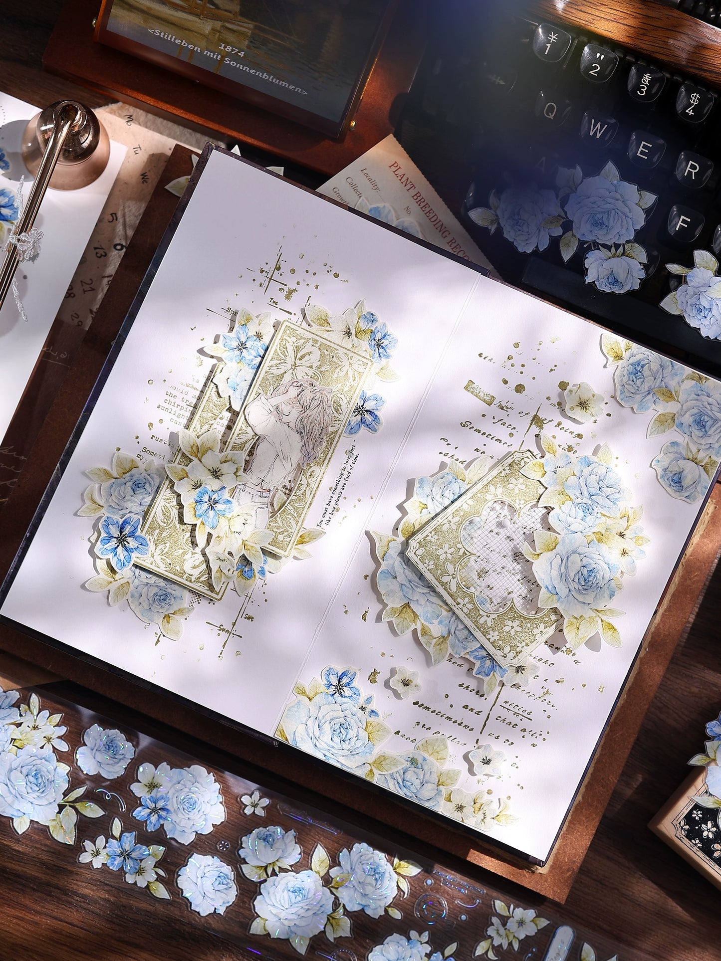 XiaoBaiJia【Jian Shi Blue】Light Retro Orginal Design Washi Pet Tape Landscape Stickers