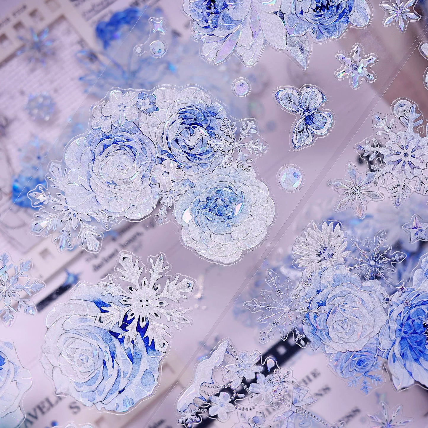 XiaoBaiJia Salt Series【Yingxue Blue】Orginal Design Kiss-cut Washi/Pet Tape Light Retro Fresh Snowflakes Stickers
