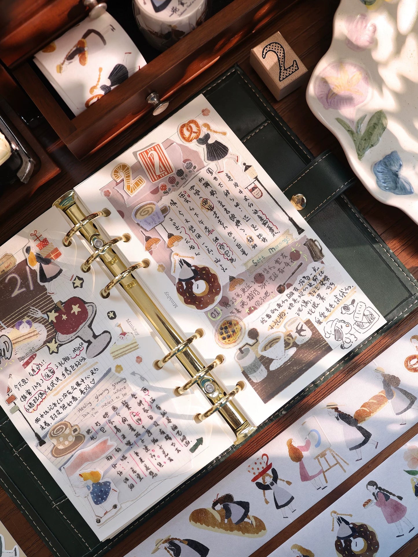 YiEr Vol8【Flower Eating Leisure】Salt Series Pre-cut Orginal Design Washi Tape and PET Stickers