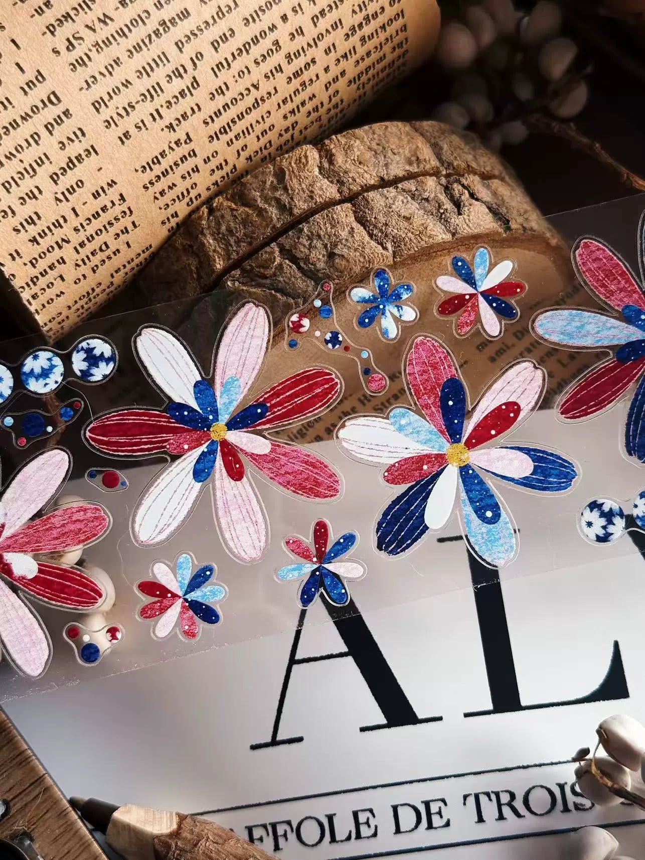 Linlanxi Vol14【Gelaier】【Blue Pink Dai】Original Design Retro Exquisite Vintage Decorative Washi/Pet Tape