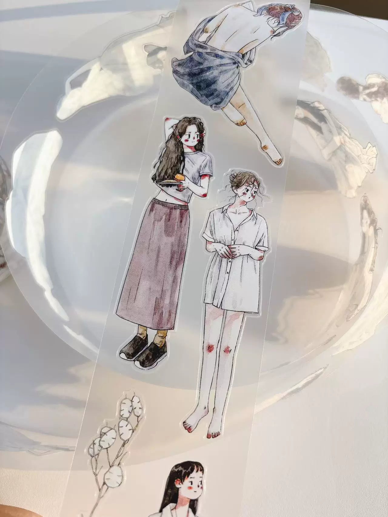Kaixiaoxun Vol11【Light Skirt Pick Up】 Pre-Cut Long Loop Washi/Matte PET Tape for Scrapbook Supplies,Junk Journal Supplies