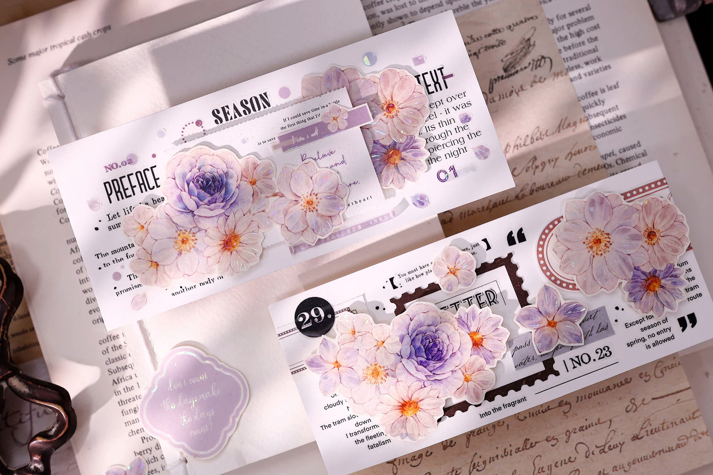 XiaoBaiJia【Shallow Smoke Blooming Flowers】Orginal Design Floral Washi Pet Tape Light Retro Landscaping Stickers